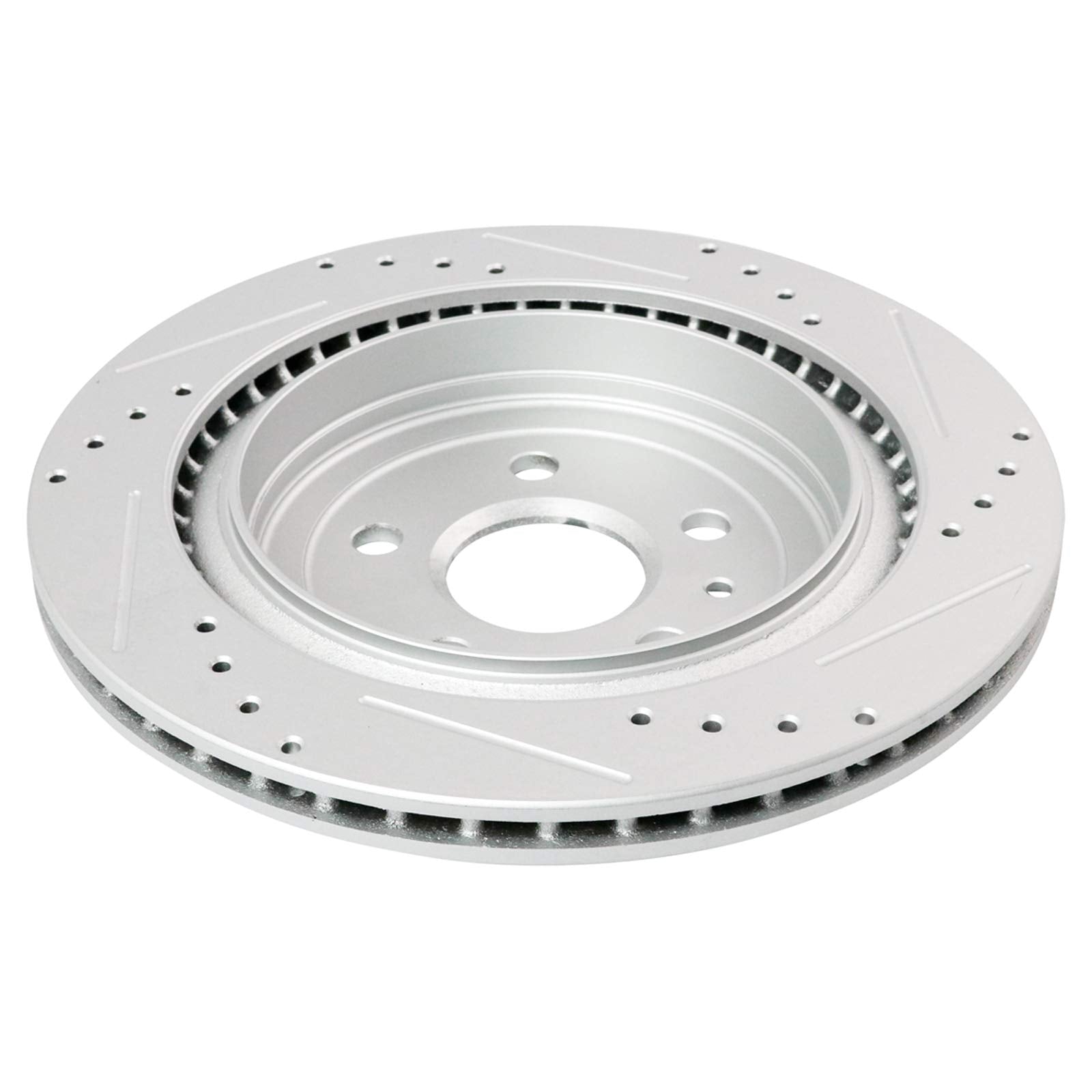 Trq Rear Performance Brake Rotors Set Premium G-Coated Cross Drilled & Slotted Compatible With 2008-2014 Cadillac Cts