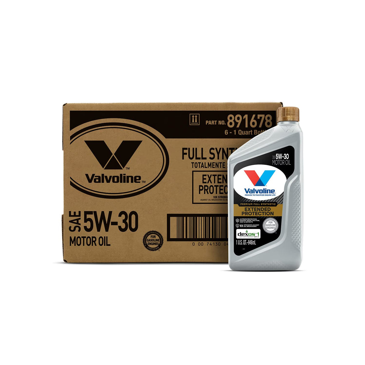 Valvoline Extended Protection Full Synthetic Motor Oil Sae 5W-30 1 Qt, Case Of 6