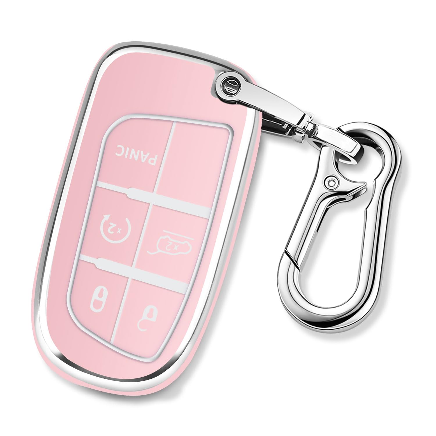 Qbuc For Jeep Key Fob Cover With Leather Keychain Tpu Protection Key Case Compatible With Grand Cherokee Renegade Smart Key (Pin