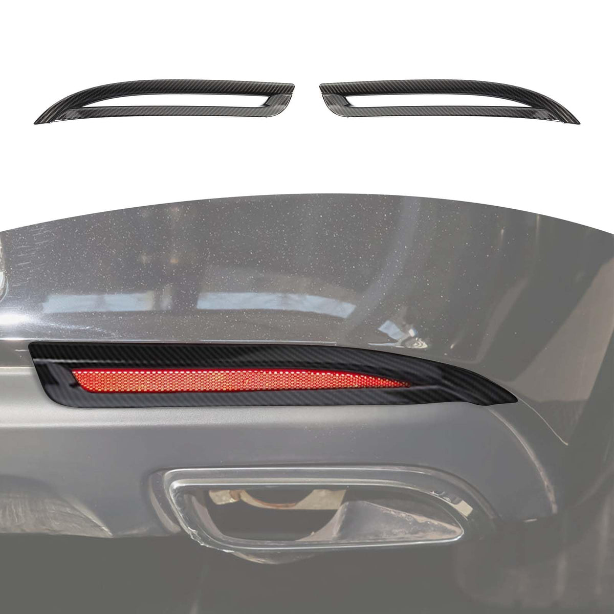 Rt-Tcz For Chrysler 300C Rear Bumper Reflector Fog Light Trim For Chrysler 300/300C 2015 Up Carbon Fiber Exterior Accessories 2Pcs