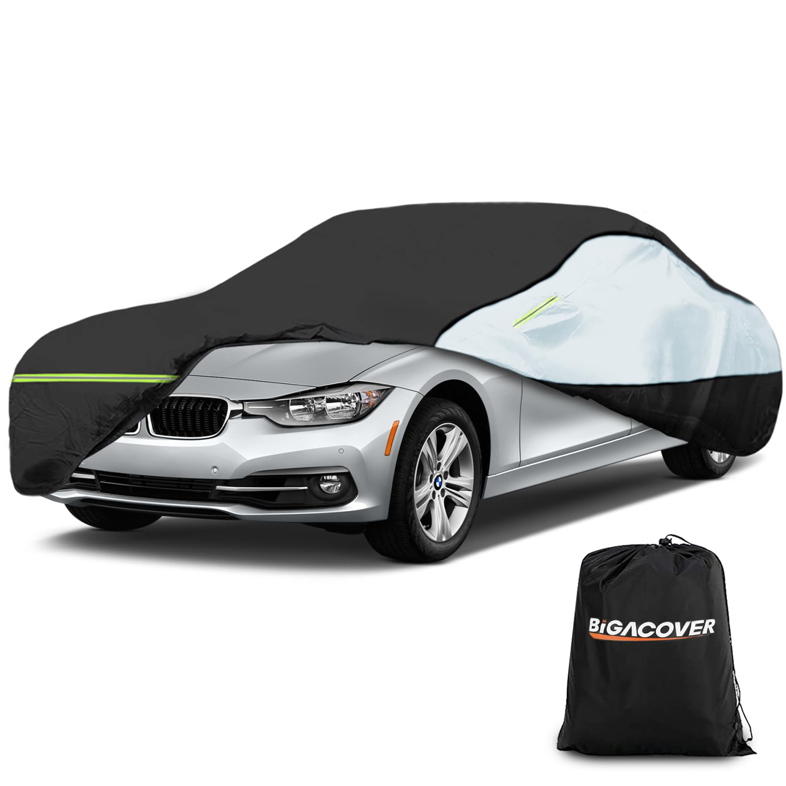 Universal Sedan Car Cover Fit for Mercedes-Benz C-Class, BMW 3 Series, Audi A3,Waterproof All Weather Heavy Duty Anti-UV Windpro