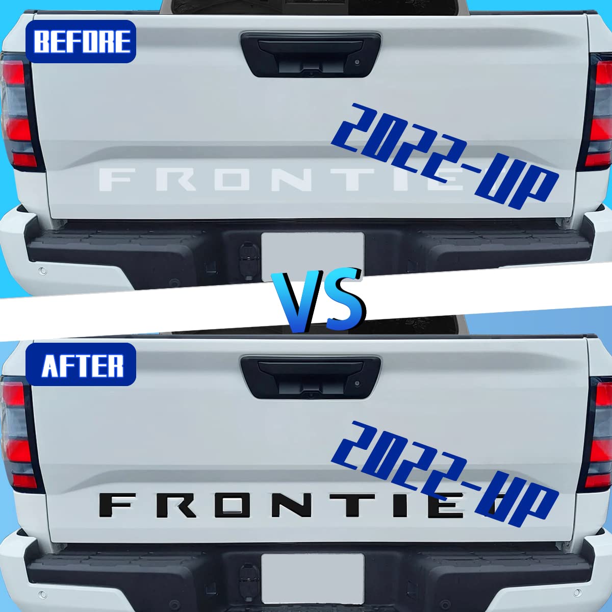 Tailgate Insert Letters Compatible For Frontier 2022 2023 3M Adhesive & 3D Raised Tailgate Decal Letters (Gloss Black)