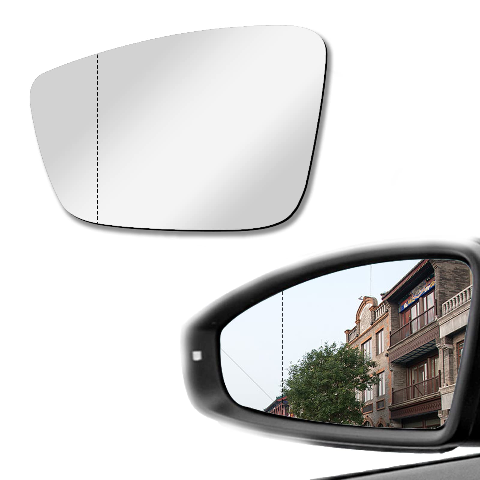 Left Driver side View Heated Mirror Glass Replacement for 2011 2012 2013 2014 2015 2016 2017 2018 Volkswagen VW Passat Jetta Bee