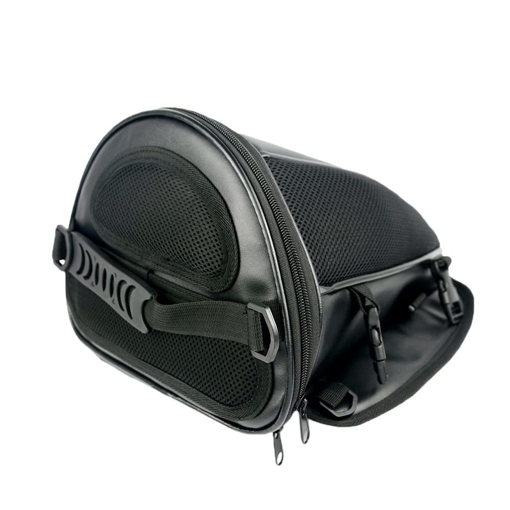 MIGHTYDUTY Leather Motorcycle Backseat Tail Bags, Waterproof PU Super Light Tank Bag, Multifunctional Motorbike Rear Seat Storag