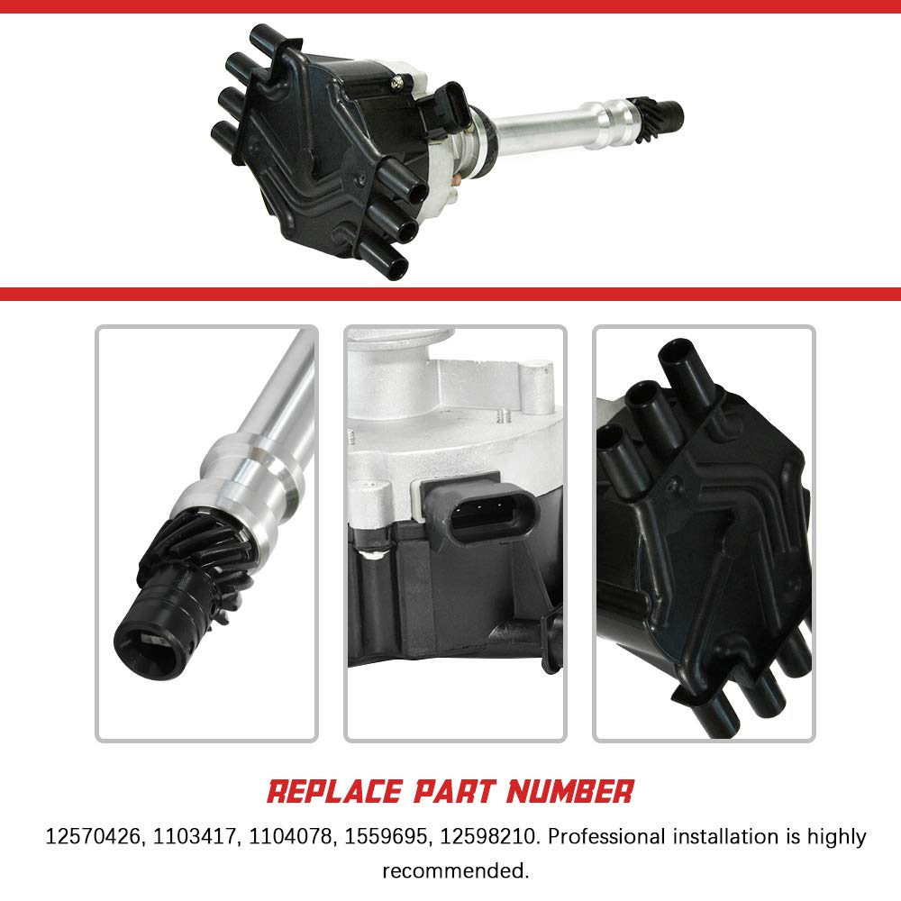 Efi Distributor For 1995-2007 Chevy Gm V6 4.3L 262 Ignition Distributor 6 Cylinders Vortec With Black Cap