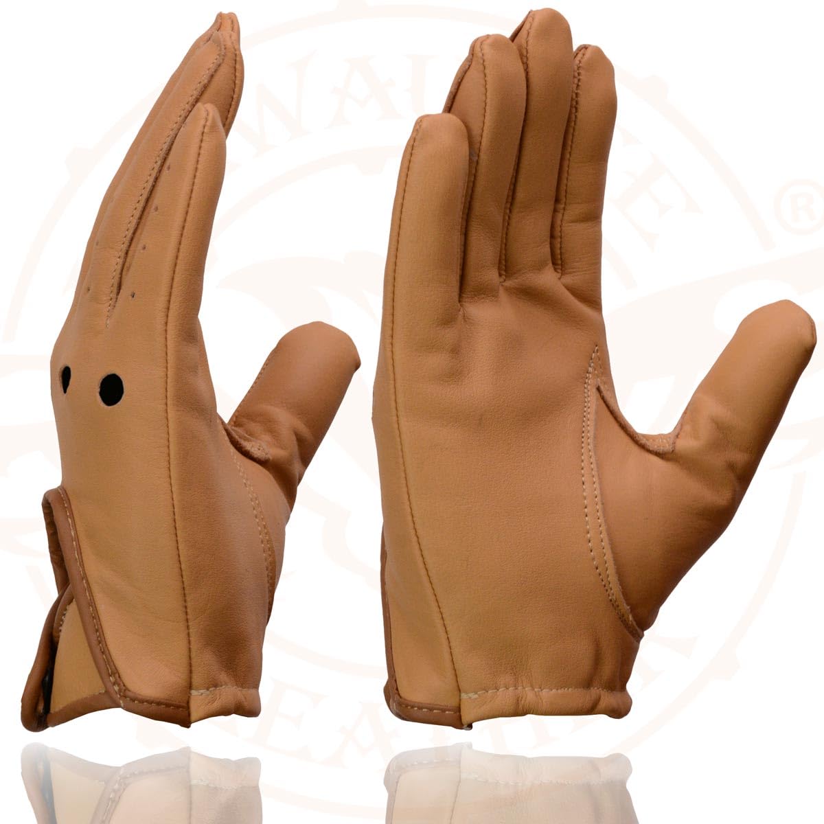 Milwaukee Leather MG7508 Men's Saddle Perforated Full-Finger Motorcycle Riding Gloves with Breathable Open Knuckle - Large