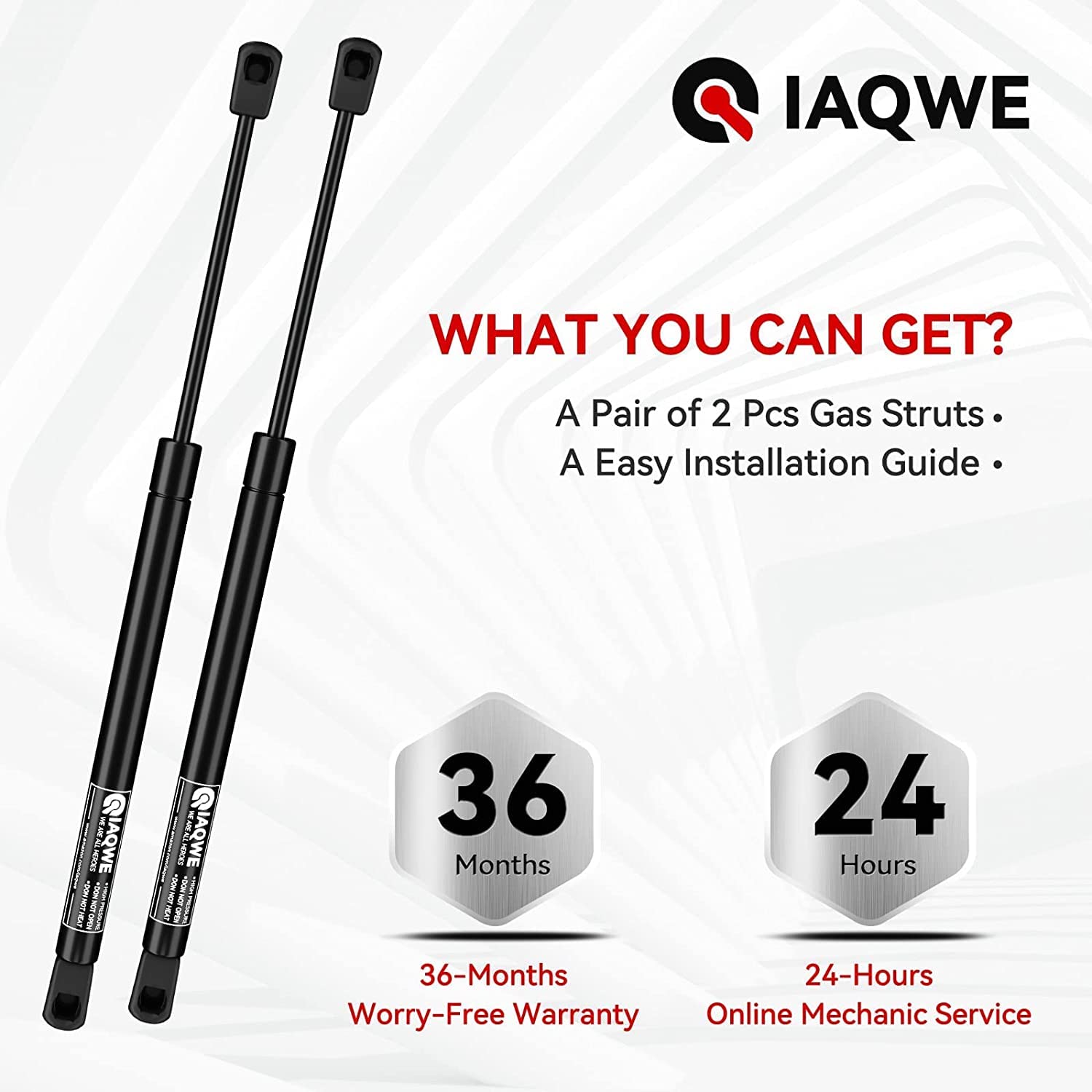 C16-12104 12 Inch 50Lbs/222N Gas Spring Struts Lift Supports For Camper Shell Are Atc Snugtop Leer Truck Canopy Side Topper Rear Window Truck Cap Door Toolbox Lid 12' 2Pcs By Iaqwe