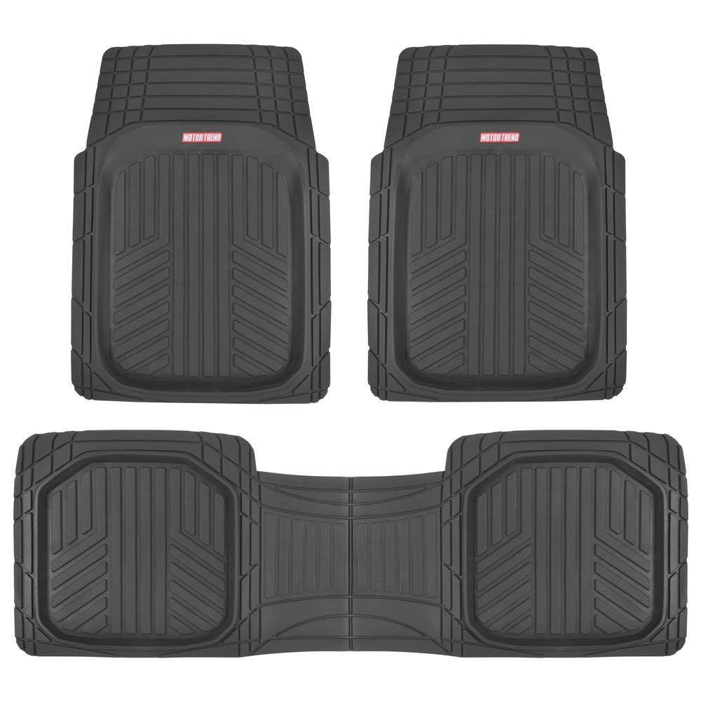 Bdk Flextough Contour Liners - Deep Dish Heavy Duty Rubber Floor Mats For Car Suv Truck & Van - All Weather Protection (Deep Dish 2)
