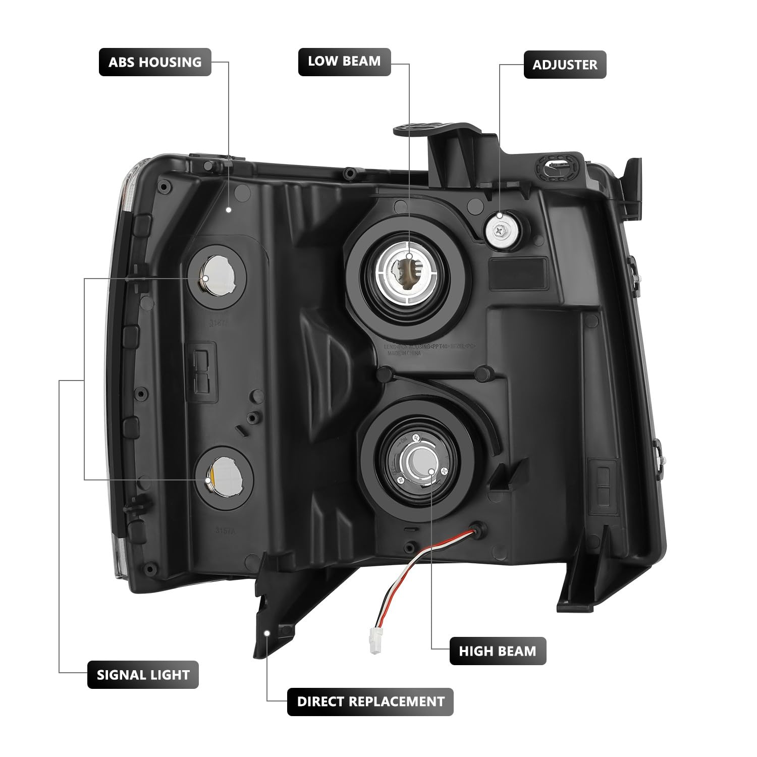 Dna Motoring Pair Of Headlights Compatible With 2007-2013 Chevy Silverado 1500, 2500 3500 & Hd, Start Up Sequence Rgb Led Drl, B