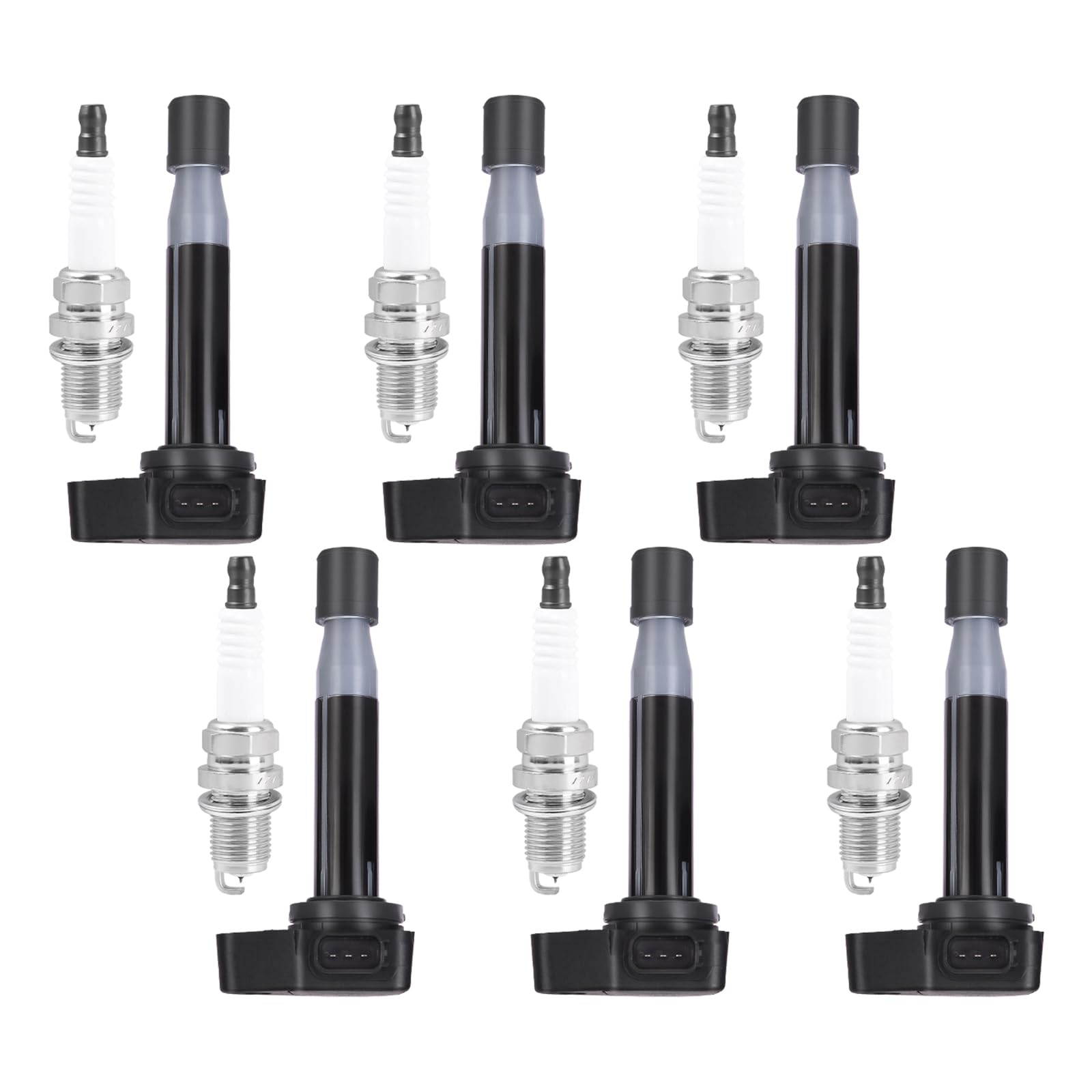 ITOM Ignition Coil Pack and Spark Plugs UF242 Compatible with Acura 2001-2003 CL 1999-2003 TL 3.2L, for Honda 2000-2002 Accord 3