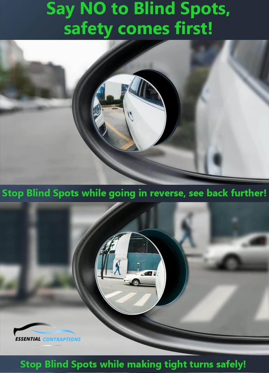 Blind Spot Car Mirror 2 Pack-2 Inch Round Rear View Convex Mirrors For Cars/Suvs/Motorcycles/Trucks/Trailers/Snowmobiles/Bicycle