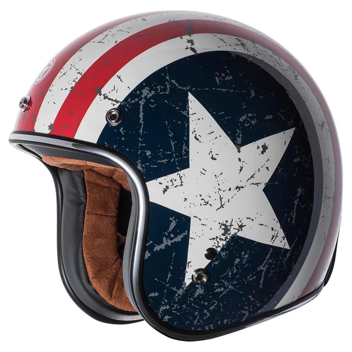 Torc (T50 Route 66) 3/4 Helmet With 'Rebel Star' Graphic (White, Small)