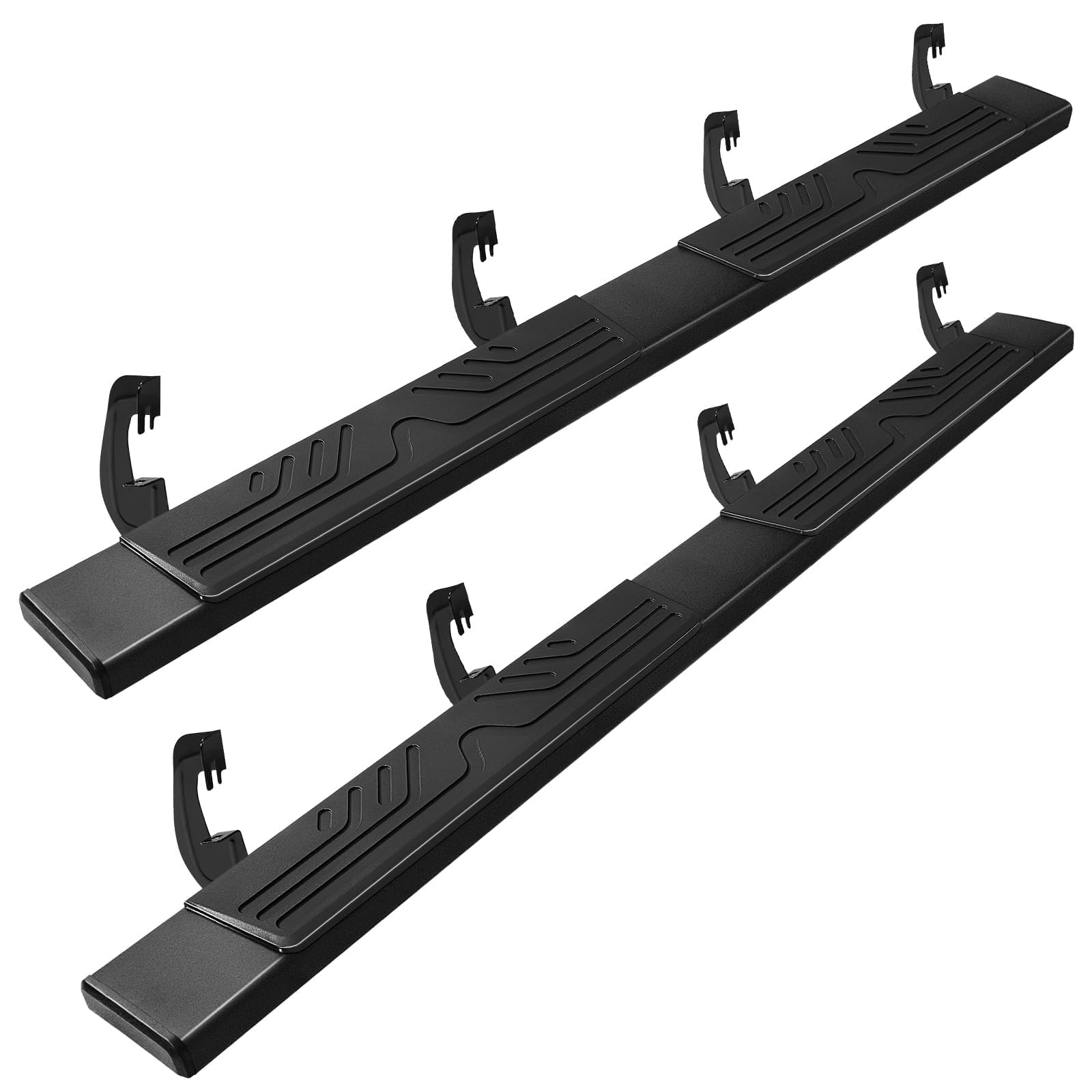 Pz 6.5'' Crew Cab Running Boards For 2007-2018 Chevy Silverado/Gmc Sierra 1500, 2007-2019 For 2500Hd 3500Hd 2019 Ld, Black Alumi