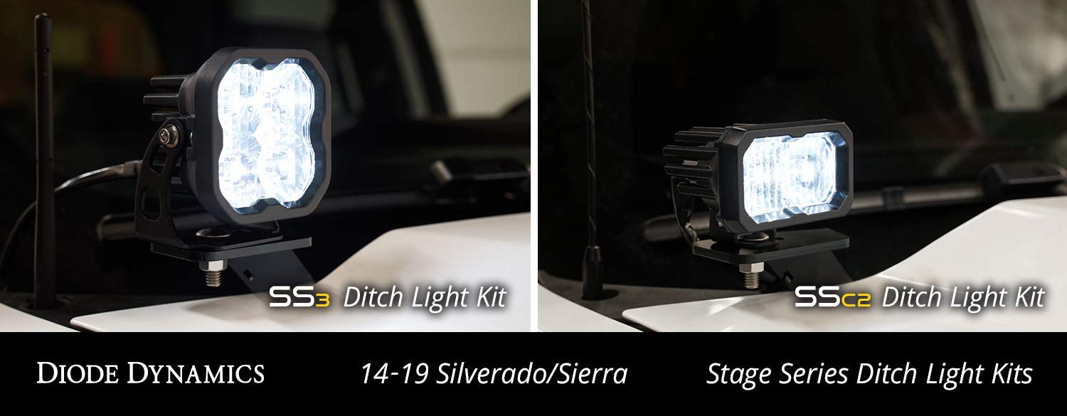 Diode Dynamics Stage Series Backlit Ditch Light Kit Compatible With Gmc Sierra 1500 2014-2019, Bracket Only None