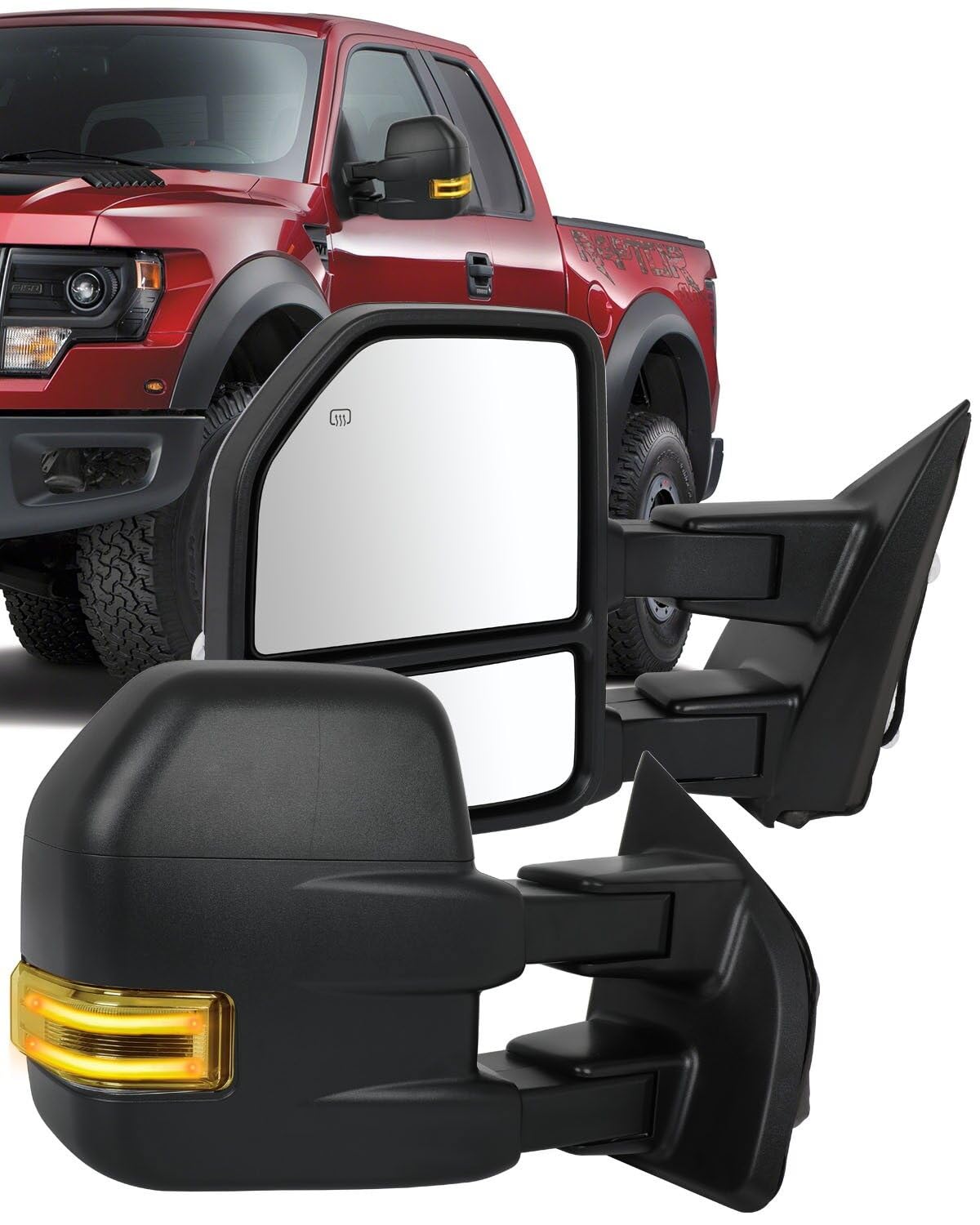 Eccpp Tow Mirrors Towing Mirrors Fit For 2015-2019 For F150 Pickup Truck With Left Right Side Power Adjusted Heated Turn Signal 