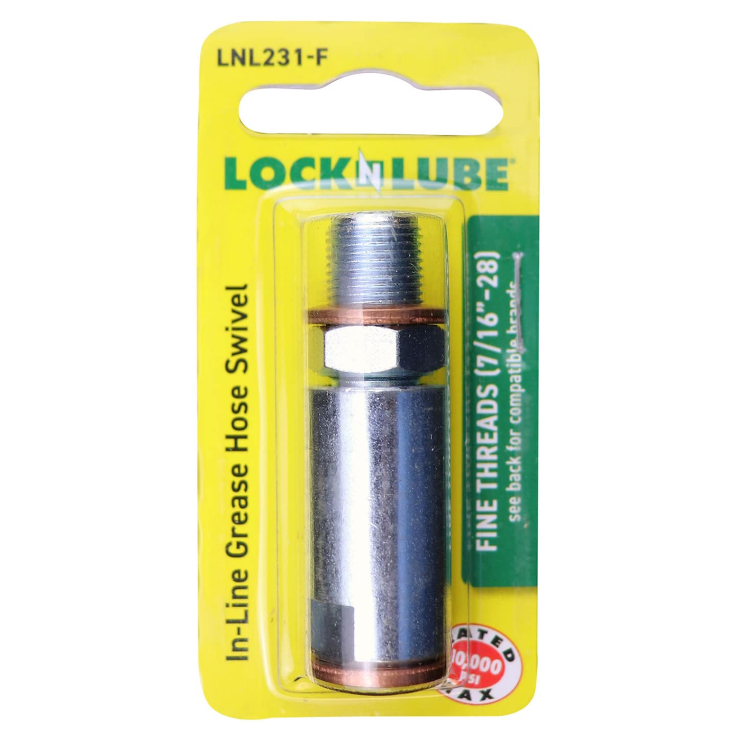 LockNLube Grease Gun Hose Swivel - Fine Threads (7/16   -28) For Dewalt And Lincoln battery grease guns