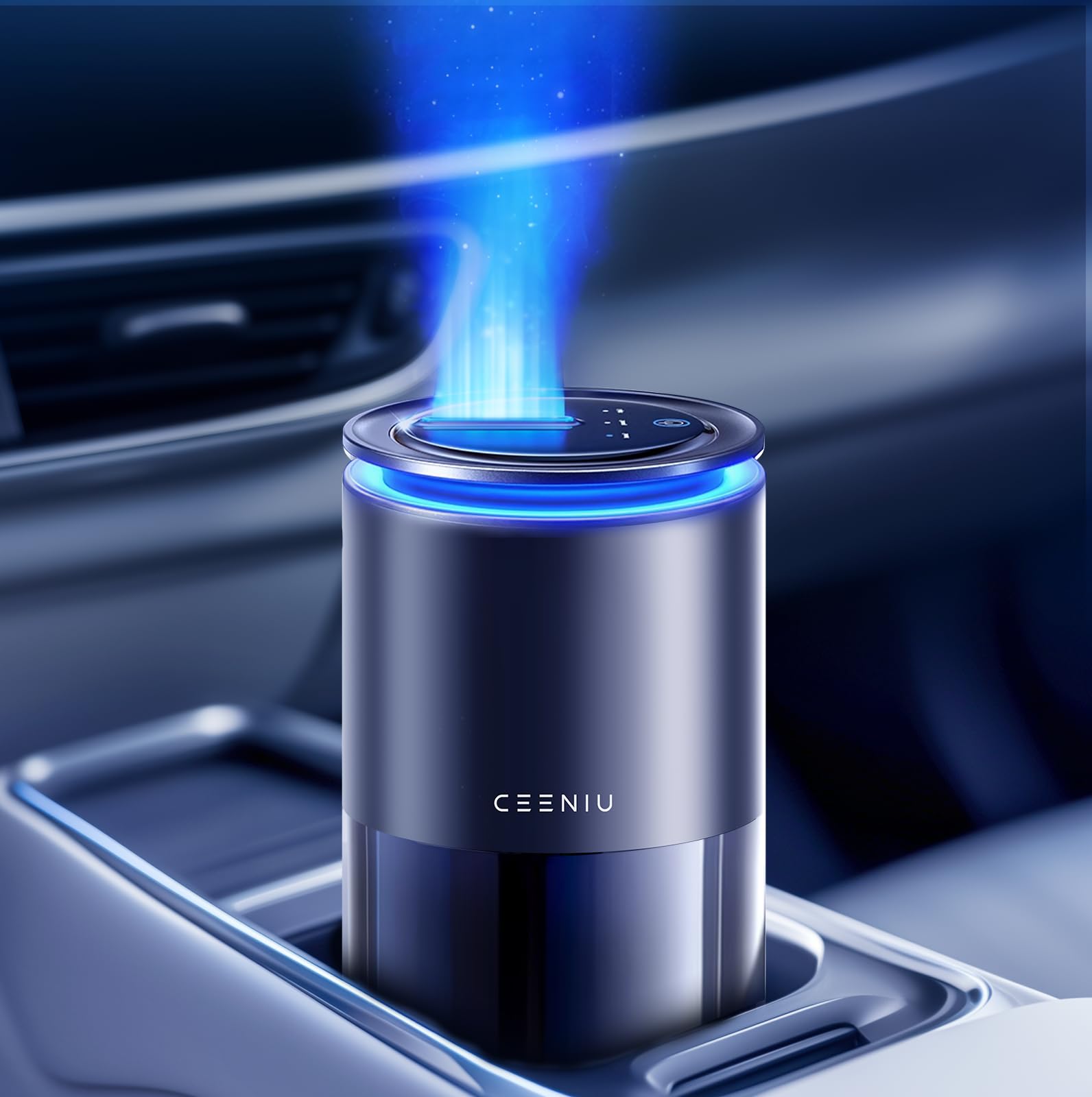 Ceeniu Car Air Freshener, Smart Ultrasonic Diffuser CF12 Pro, Enlarged Spray Nozzle, Auto On/Off, Adjustable Mode, 60-Day Powerf