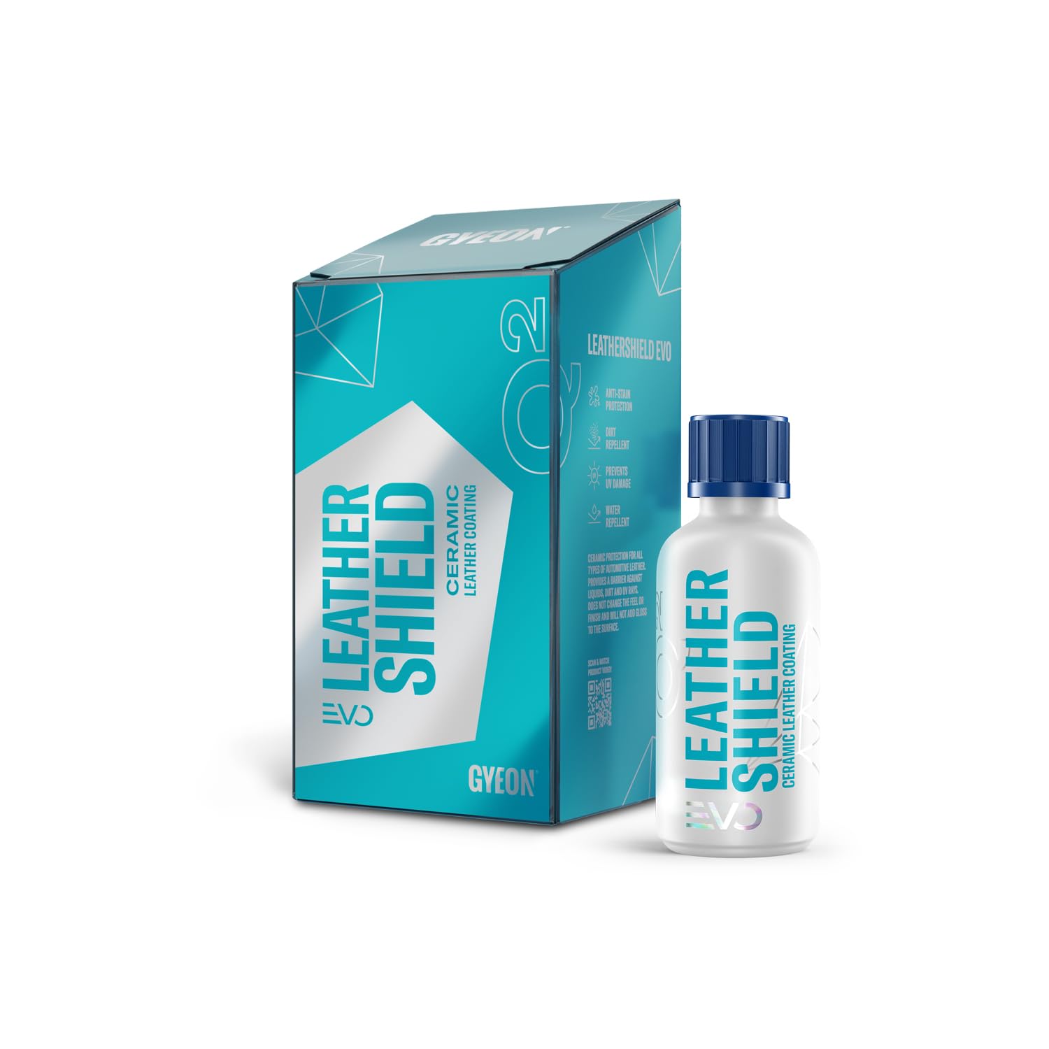 GYEON Quartz LeatherShield 50ml - Sio2 Ceramic Coating for All Leather Types - Non-Change Finish, Repels Dirt & Liquid