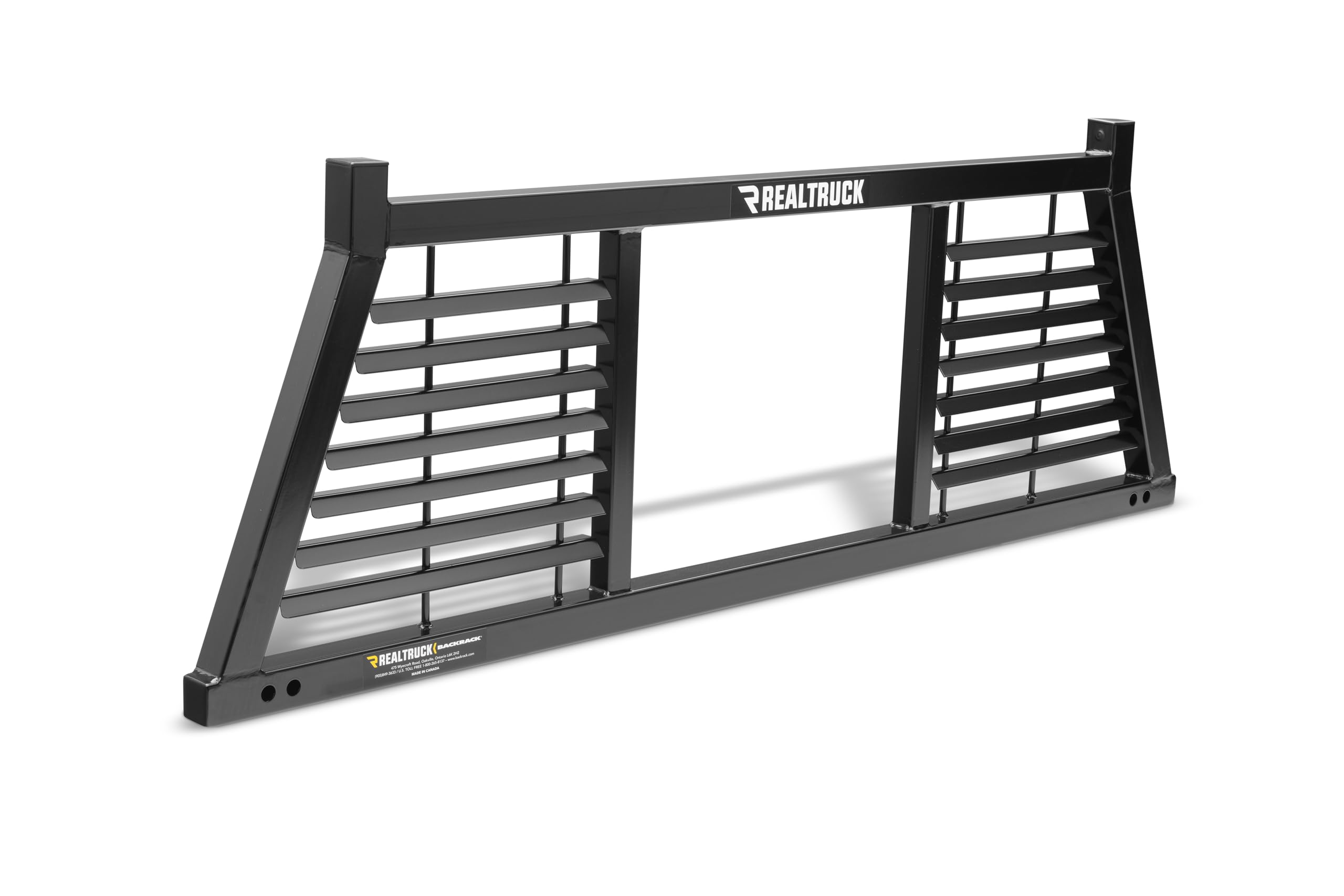 Realtruck Backrack Half Louvered Rack Frame Only | Black, No Drill | 147Lv | Fits 1999-2025 Ford F-250/F-350/F-450; 2017-2025 Fo
