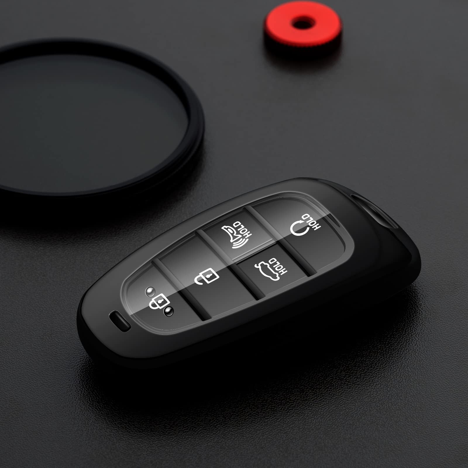 Tengare Car Key Fob Cover Keychain Holder Protector Case Automotive Accessories Black