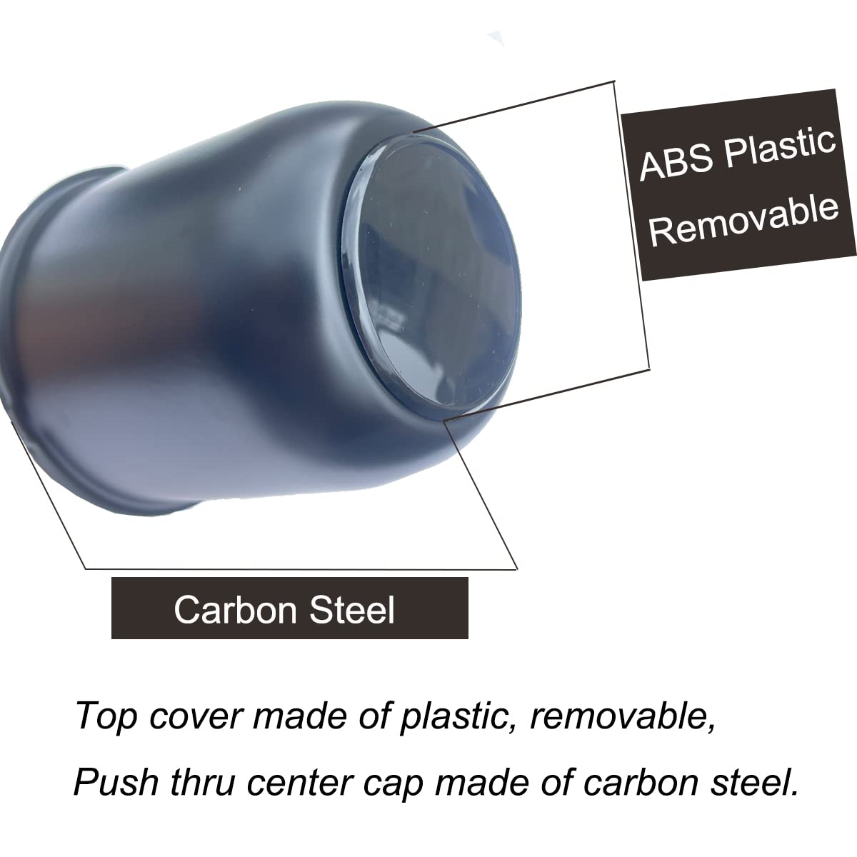 AYZH 4 Pack 3.19inch Push Thru Center Caps Push Thru for Trailer Wheel Rims 3.19'' Center Bore Black Steel