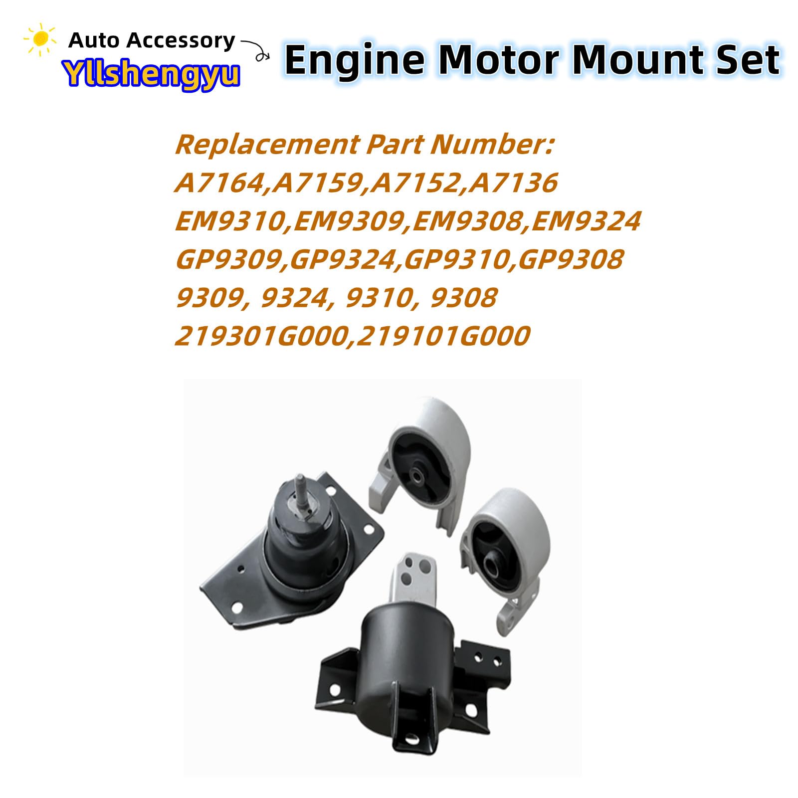 Engine Motor Transmission Mount Set 4Pcs Compatible With Accent/Rio/Rio5 2006 2007 2008 2009 2010 2011 L4 1.6L Dohc Replacement