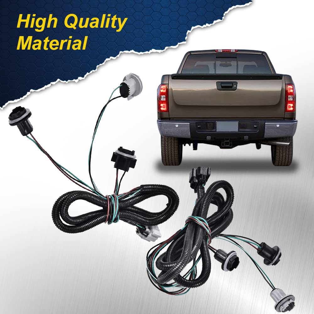 Pit66 Left & Right Tail Light Lamp Wiring Harness, Compatible With 07-14 Chevy Silverado/08-14 Gmc Sierra Lh Rh Side
