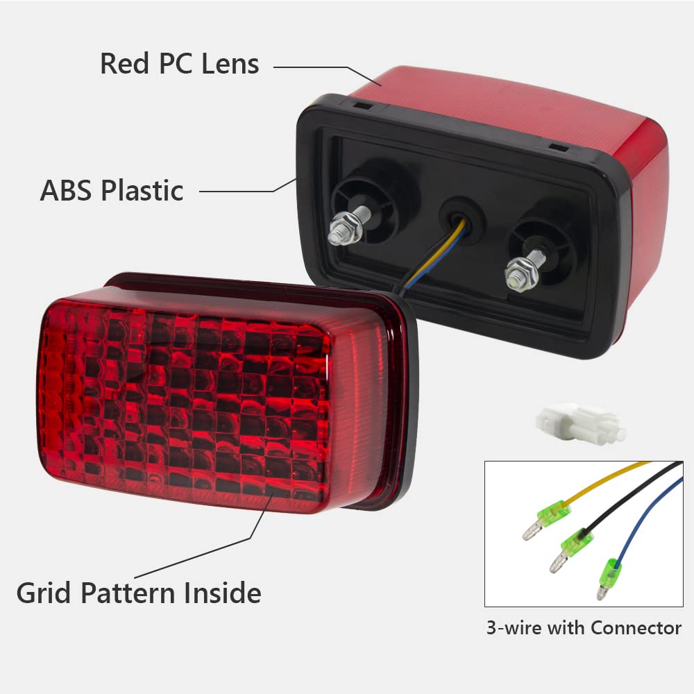 Kicry Atv Led Tail Light Oem Taillight 5Km-8472C-10-00 Compatible With Yamaha Rhino Kodiak Grizzly Big Bear Bruin Wolverine Viking (Red Lens)