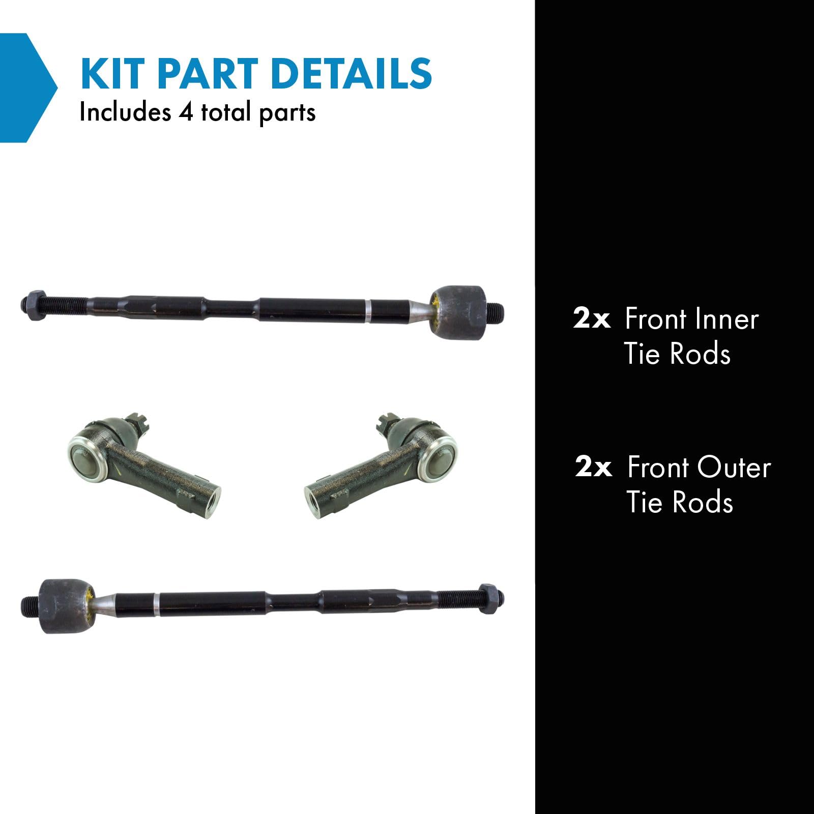 Trq Front Tie Rod Set Compatible With 2011-2017 Honda Odyssey
