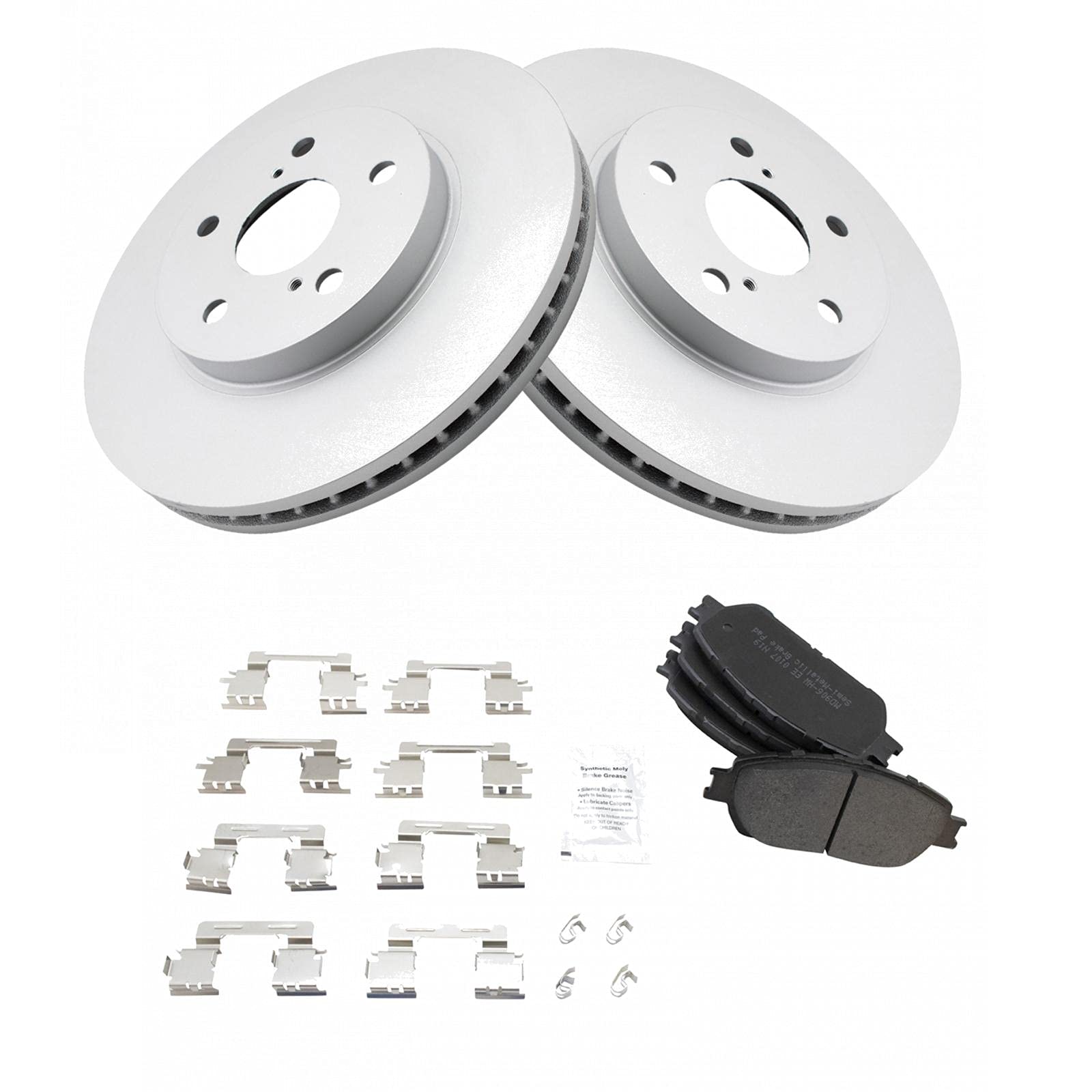 Trq Front Posi Metallic Brake Pads & E-Coated Rotors Kit Set For Toyota Lexus