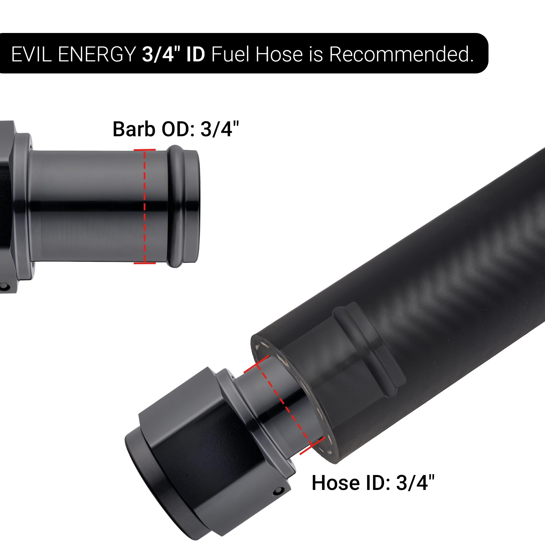 EVIL ENERGY 10AN Female to 3/4'' Barb Hose Fitting Straight Swivel 2PCS