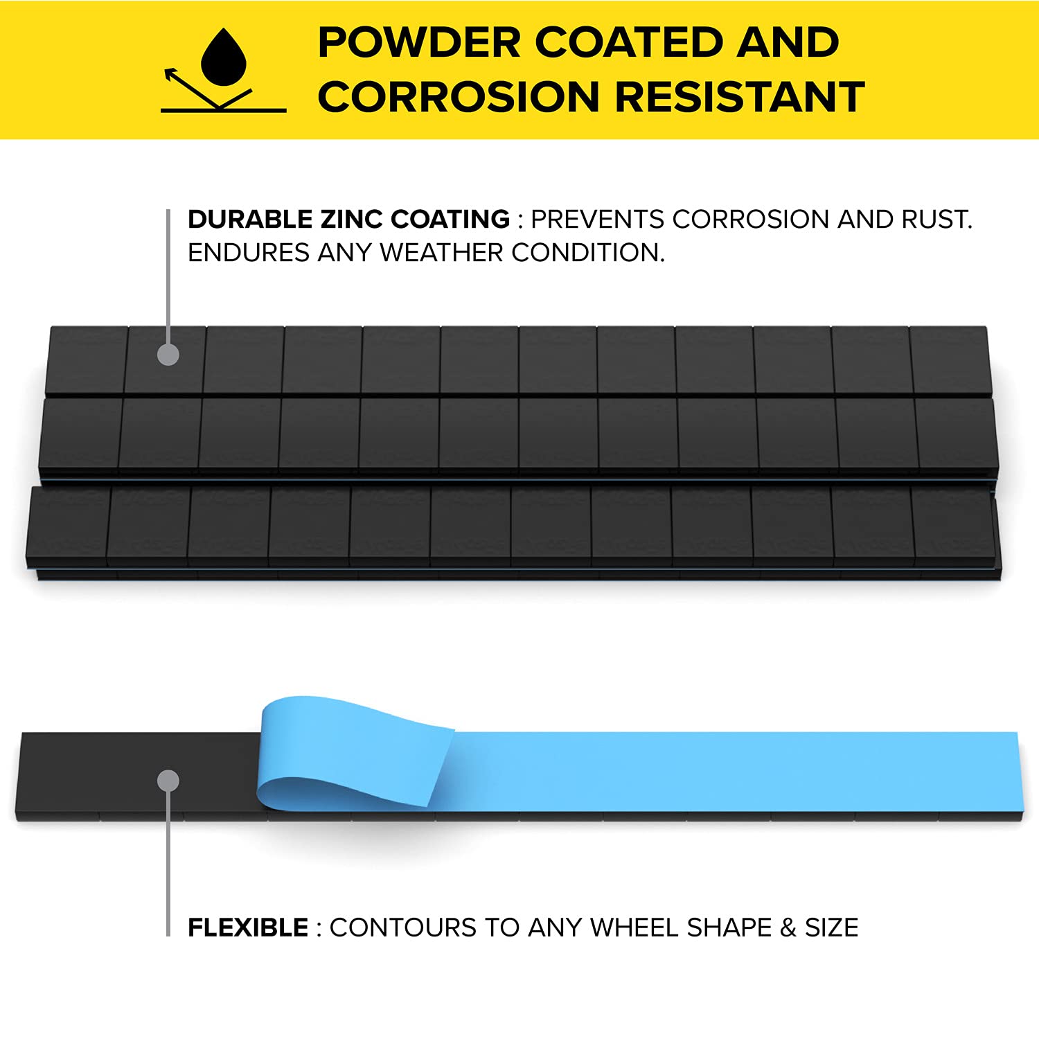 Stancemagic - 0.25Oz 1/4Oz - Black Adhesive Stick On Wheel Weights, Easy Peel, Low Profile, Zinc Plated Steel Balancing Weights For Cars Bikes Atv Utv, 11.25 Lb Box (180Oz), Contains 720 Pieces