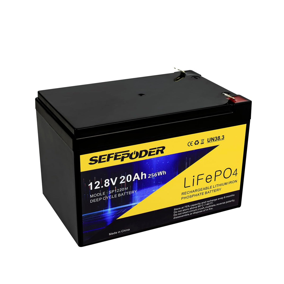 SEFEPODER 12V 20Ah Lithium LiFePO4 Deep Cycle Battery, 4000 Cycles Rechargeable Battery for Electric Scooter, Ride On Toy, Light