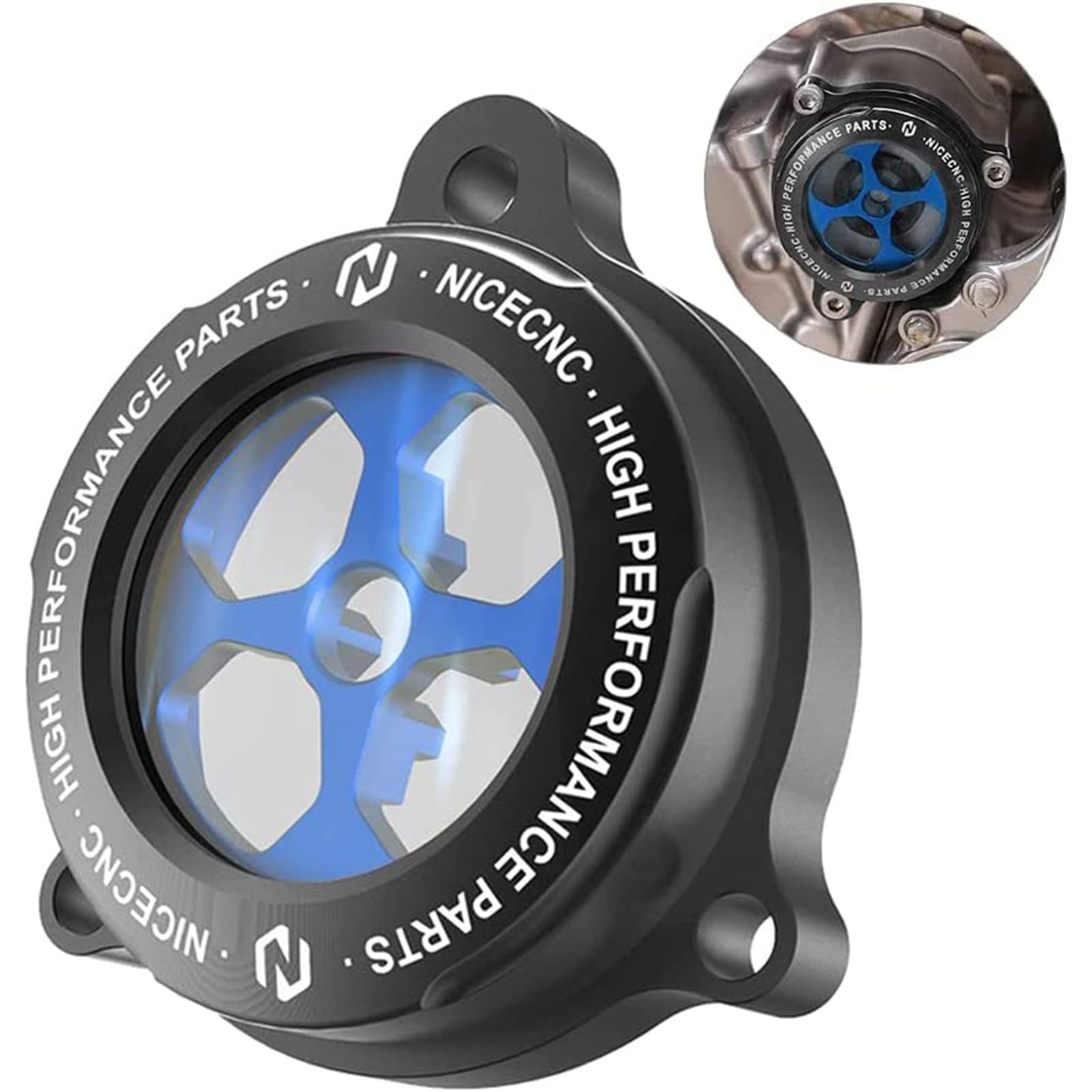 NICECNC Oil filtrar Cover With Observing Window Compatible with Yamaha Raptor 700 YFM700 2015-2023, Raptor 700R YFM700R,2009-2009 2011-2023, Replacement for 1S3-13447-00-00 (Black)