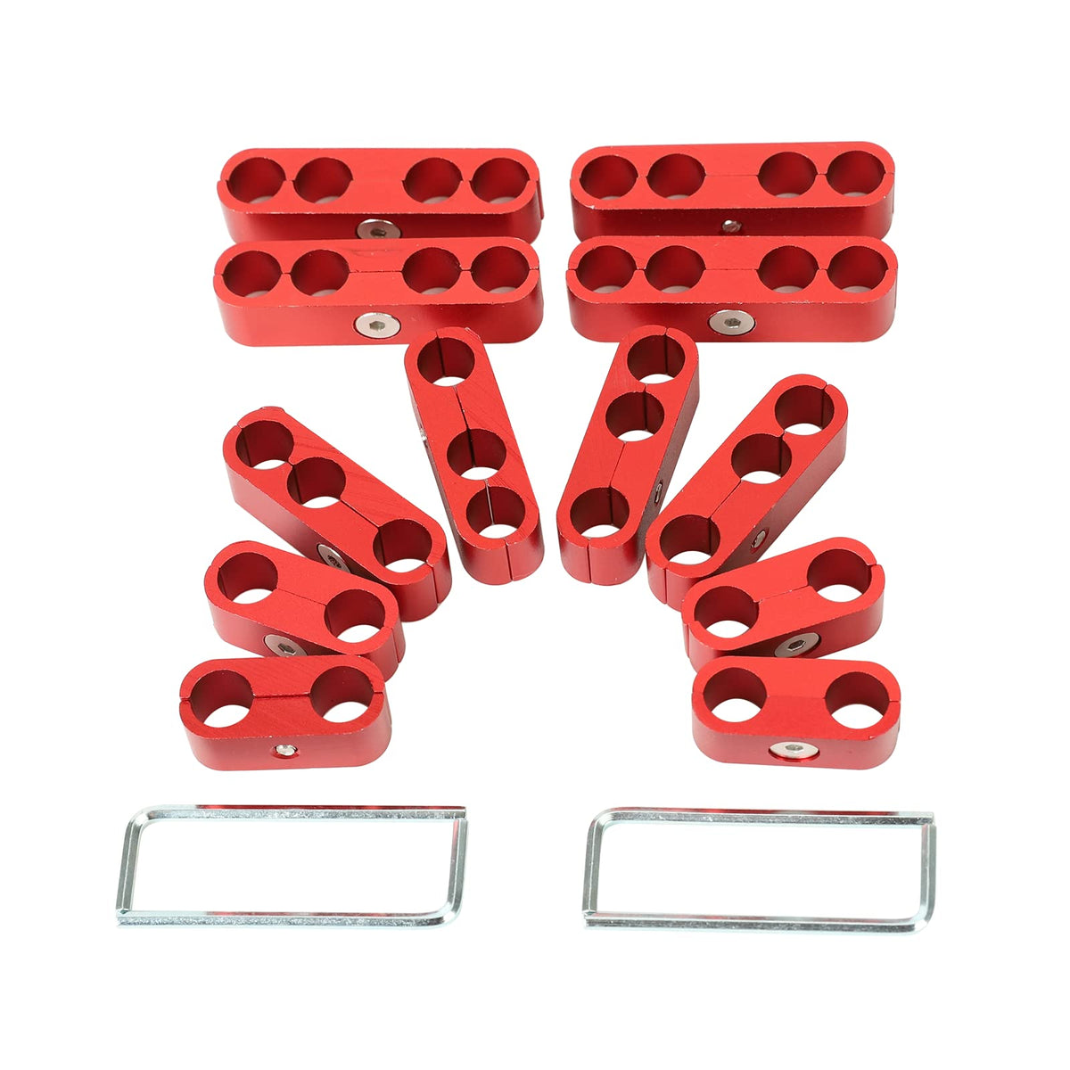 Easyberg Spark Plug Wire Separators Aluminum Kit, 7Mm 8Mm 9.5Mm Engine Spark Plug Wire Separator Divider For Looms Sbc 350(Red,1