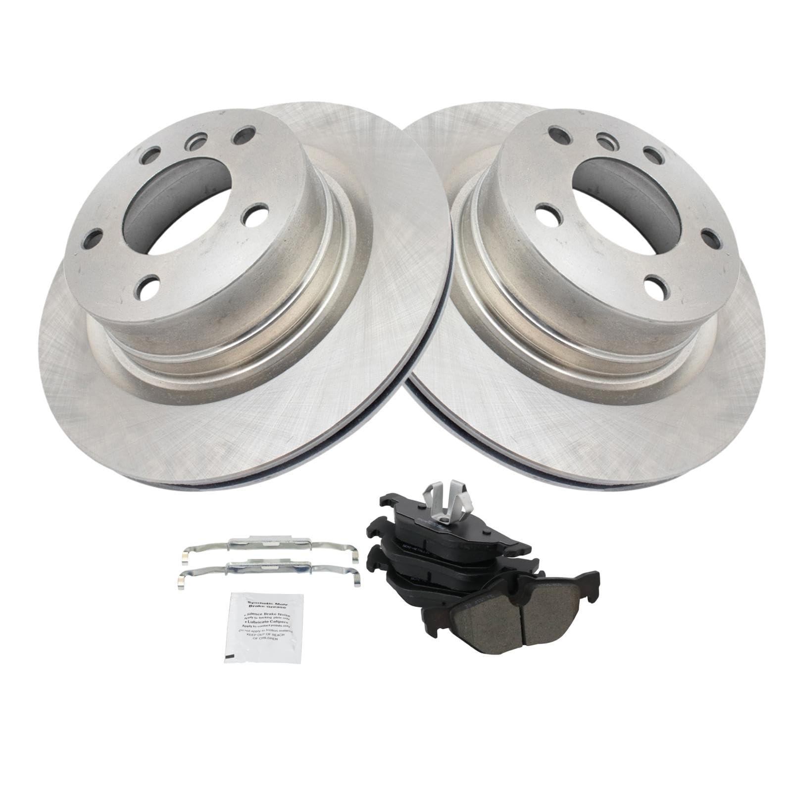 Trq Rear Brake Pad & Rotor Kit Brake Pads Brake Rotor Semi-Metallic Compatible With 2009-2013 Bmw 128I