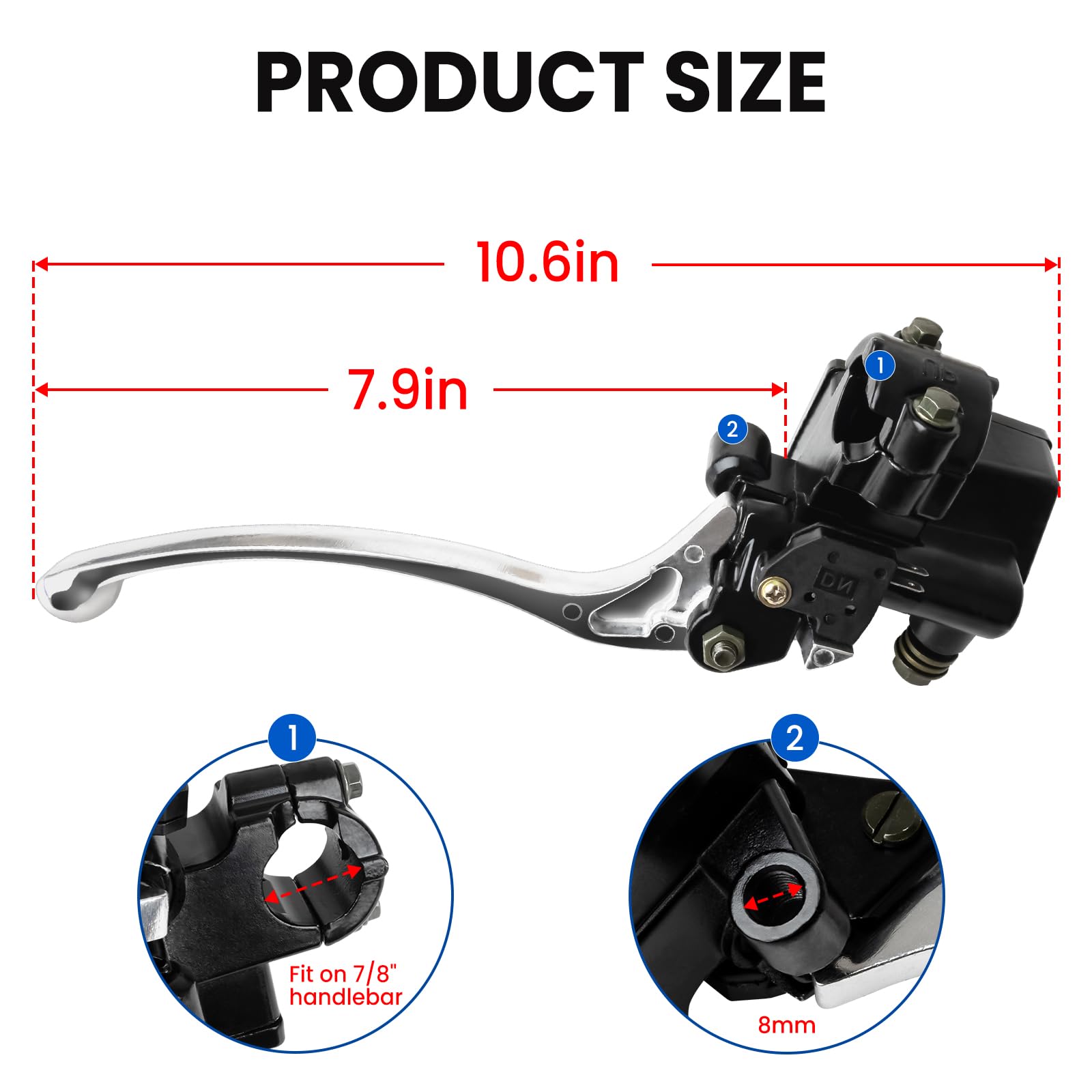 Luxlead 7/8 Brake Master Cylinder Kit Handlebar Front Right Side Brake Lever Compatible With Atv Banshee Yamaha Grizzly Kodiak Raptor Timberwolf Wolverine Yfz450