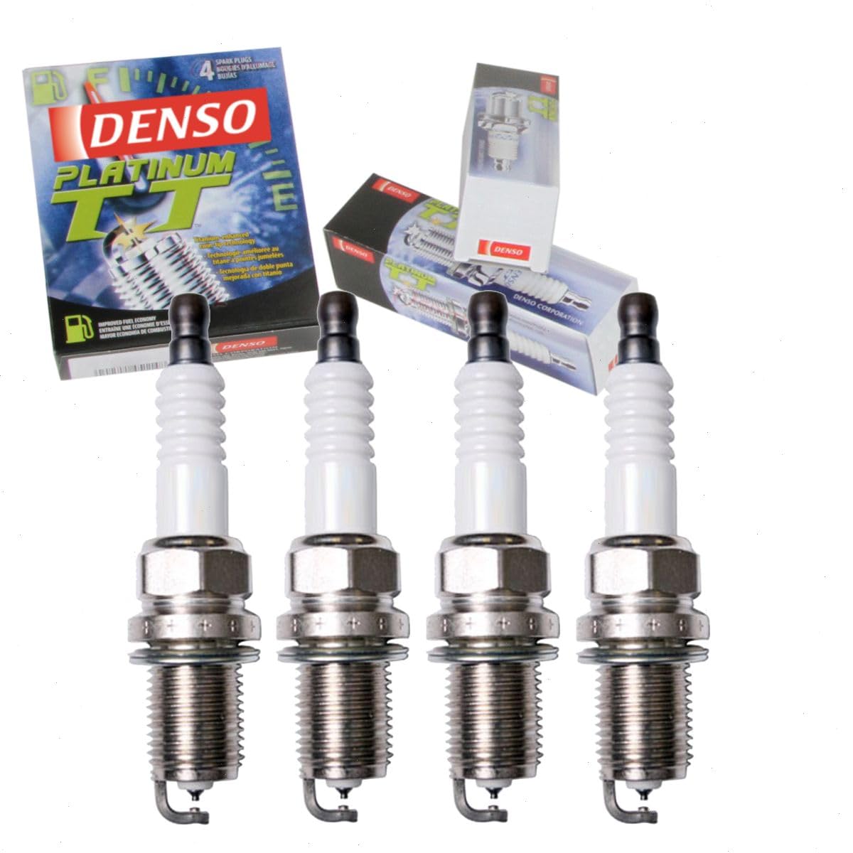 4 pc DENSO Platinum TT Spark Plugs compatible with Toyota Prius 1.5L L4 2001-2009