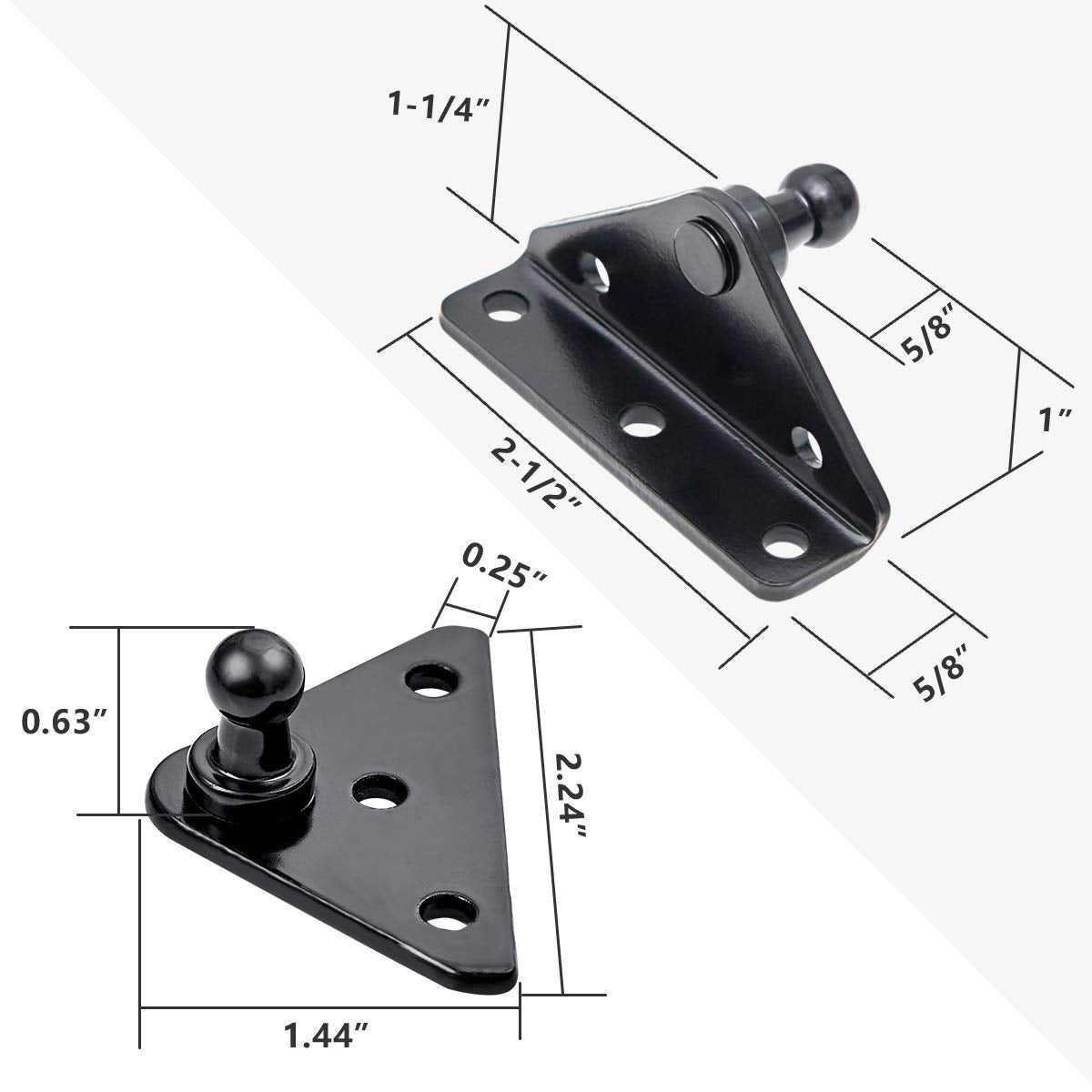 ARANA 10MM Gas Strut Mounting Brackets - 4PCS Ball Stud Mount Bracket for Universal Lift Supports with 16 Screws, Black