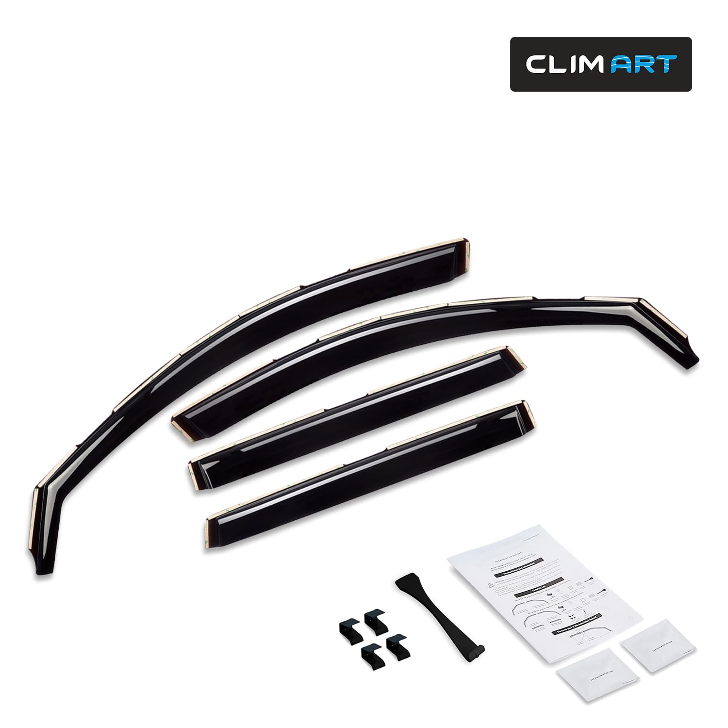 Clim Art In-Channel Incredibly Durable Rain Guards For Jeep Cherokee 2014-2023, Dark Smoke Car Accessories, Vent Window Visors,
