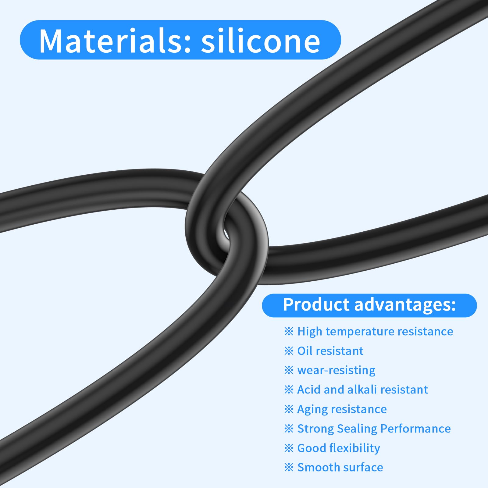 Vacuum Hose Automotive, 1/8'' 5/32'' 3/16'' 1/4'' 5/16'' 3/8''ID High Performance Silicone Vacuum Tubing Hose Kit, 6PCS Vacuum L
