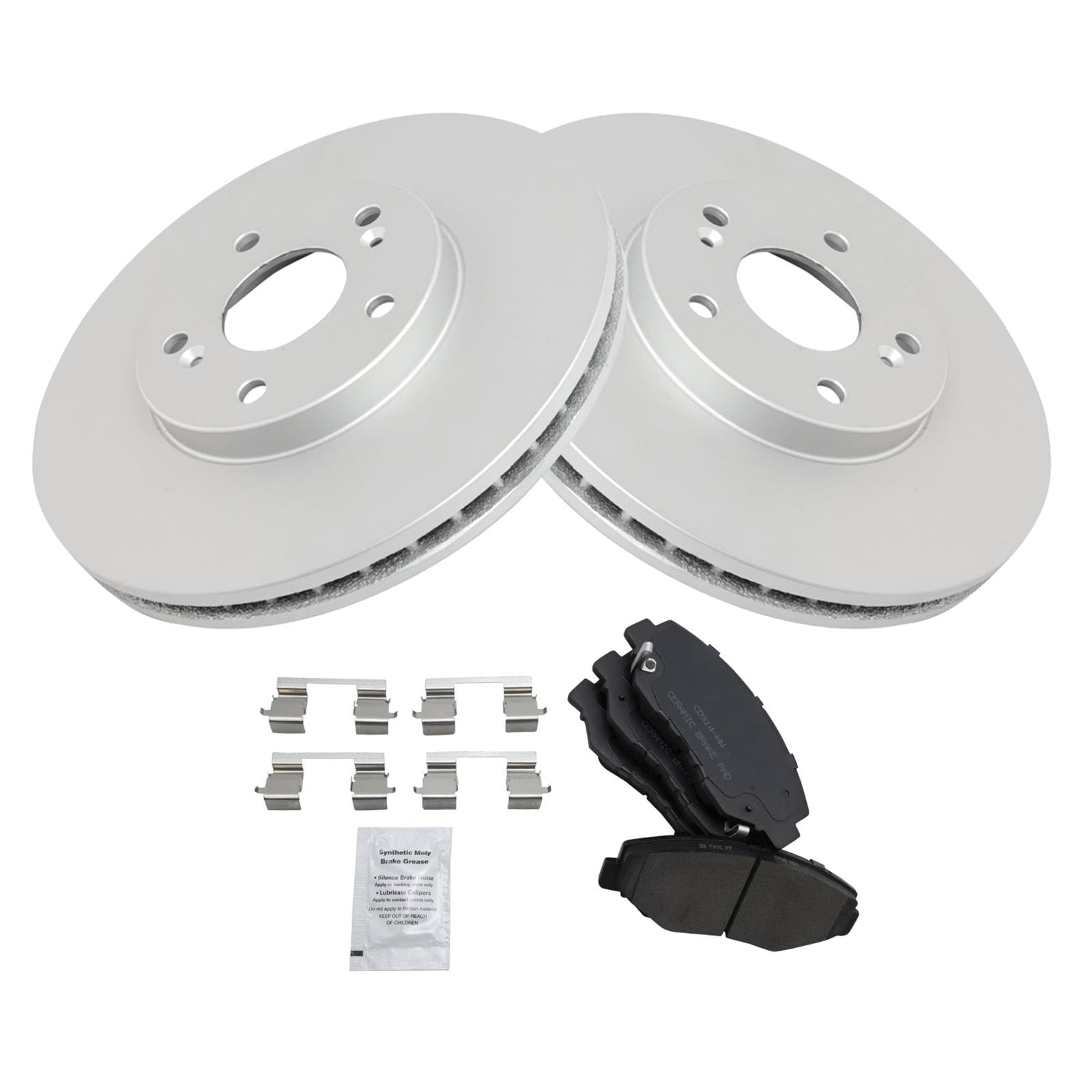 Trq Front Brake Pad & Rotor Kit Brake Pads Brake Rotor Ceramic Premium G-Coated Compatible With 2003-2008 Honda Pilot