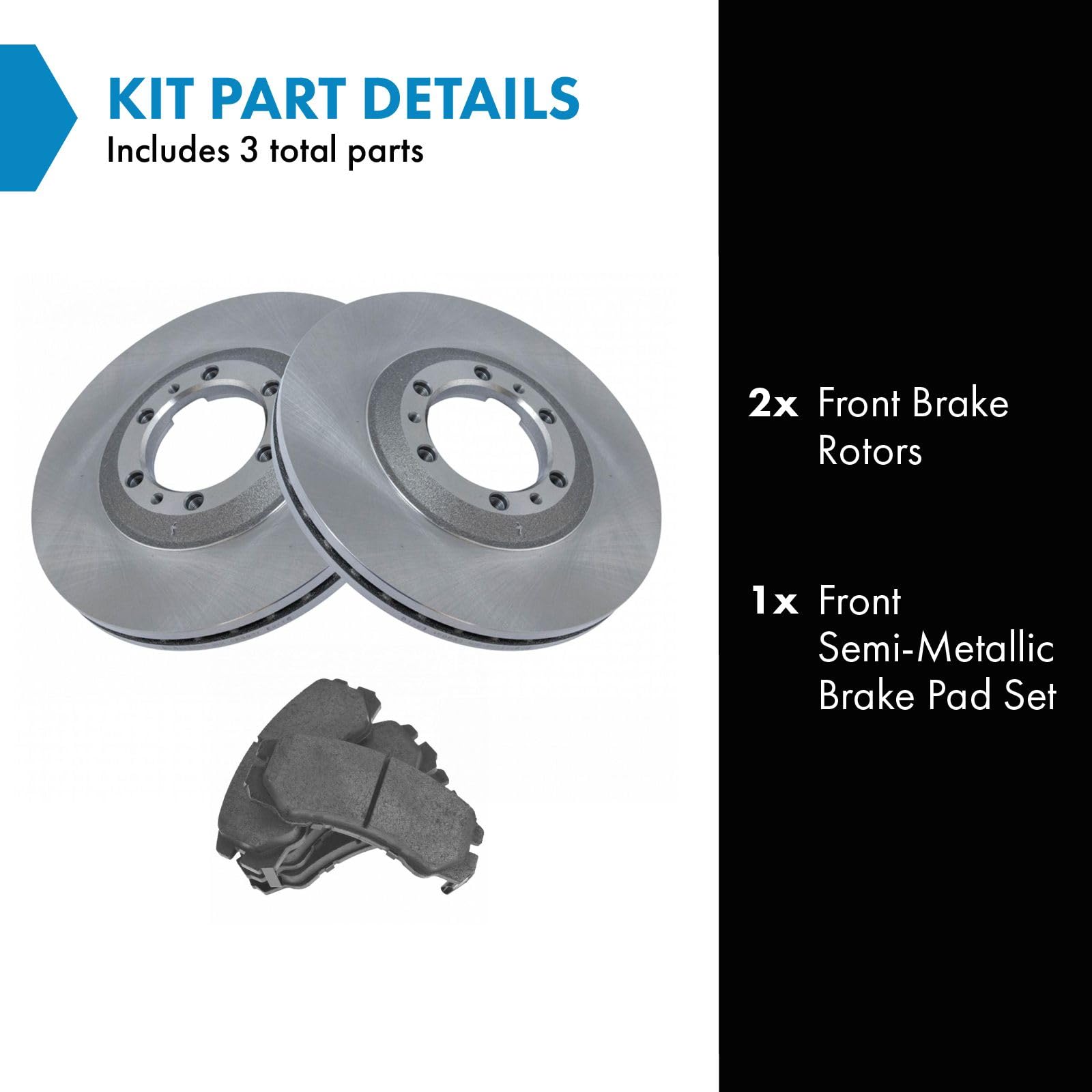 Trq Front Semi Metallic Brake Pad & 2 Rotors Kit For Rodeo Passport Trooper