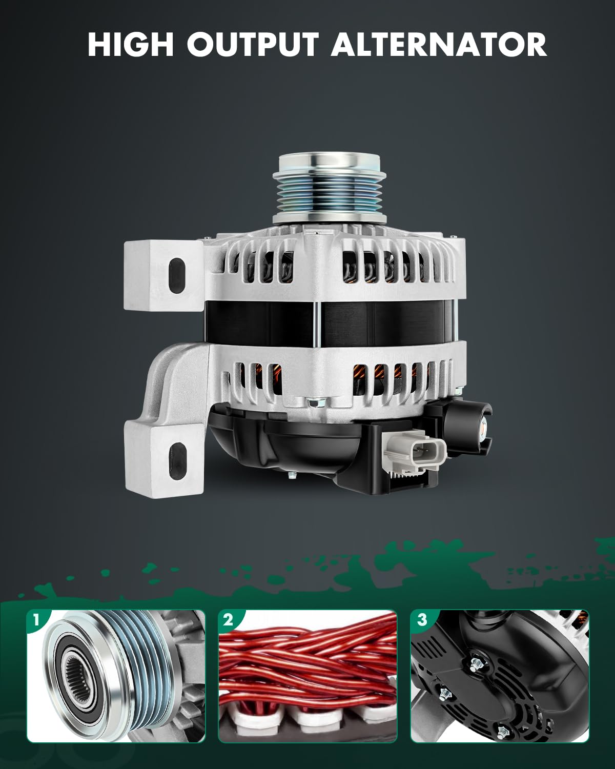 SCITOO Alternator Fits for Volvo C70 2006, S40 V50 2005-2006, 2.4L 2.5L - 12V 150Amp CW 5-Groove Pulley, Replace OE 11054 AND039