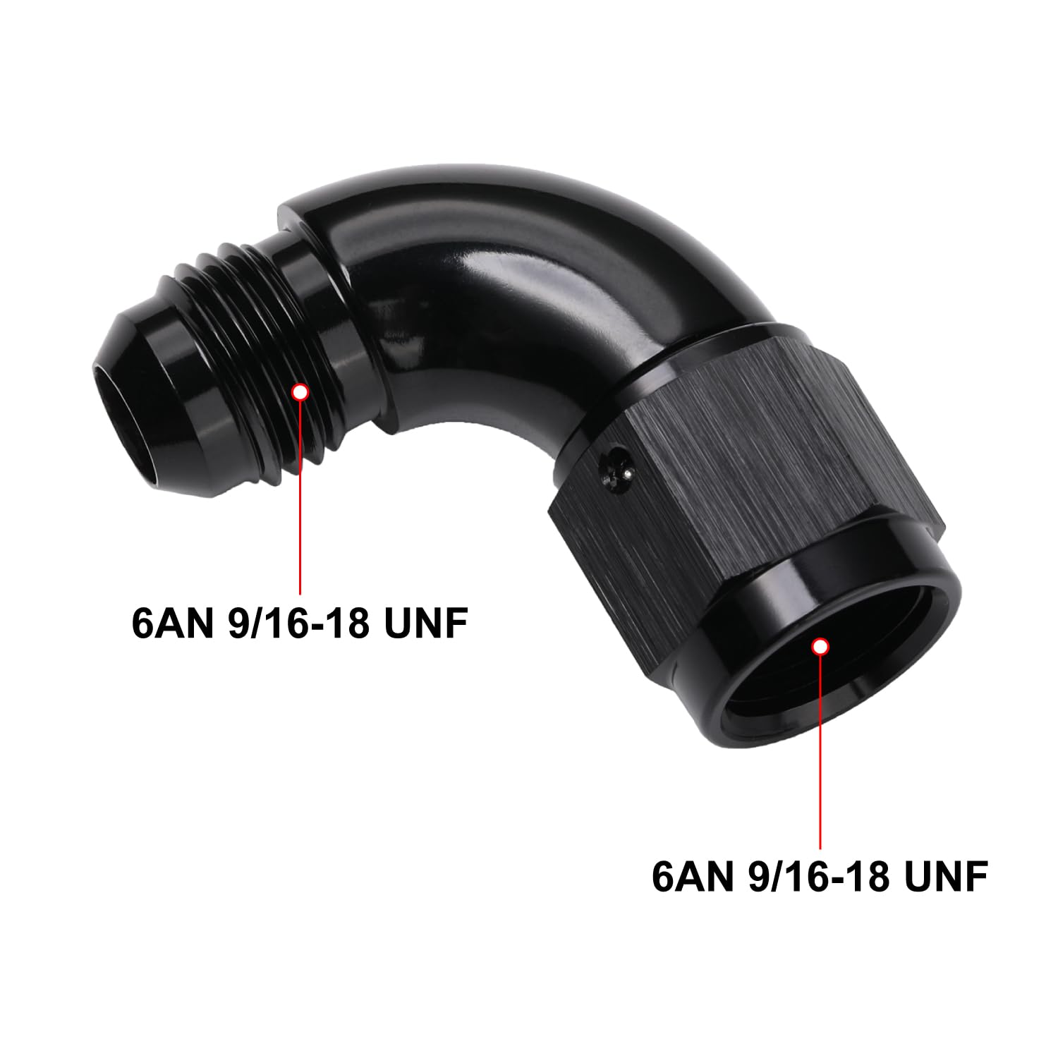 Podavelle 90 Degree 6An Male To 6An Female Swivel Full Flow Fitting Adapter Coupler Aluminum Black