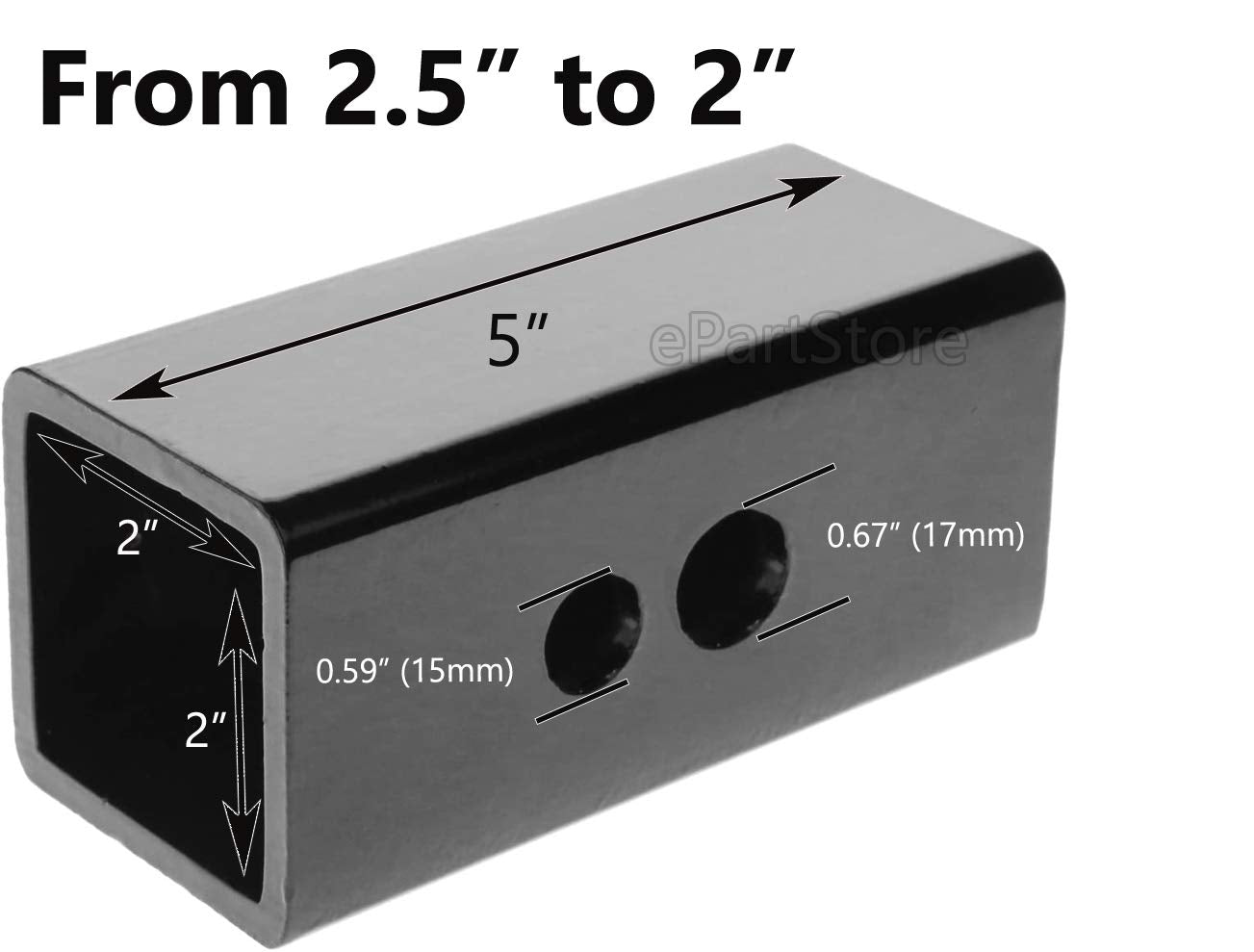 LFPartS 2.5'' to 2'' Metal Trailer Receiver Hitch Adapter Sleeve