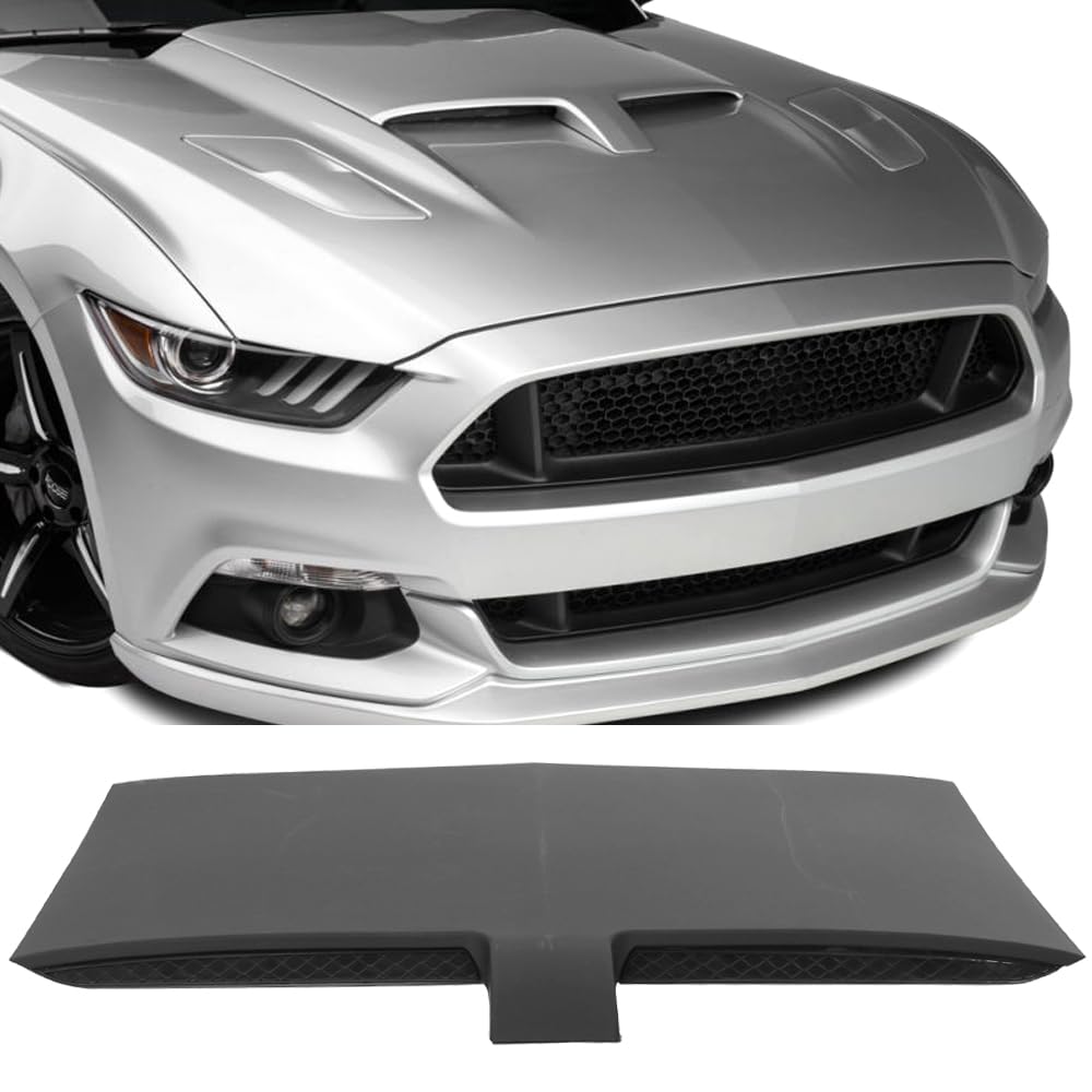 IKON MOTORSPORTS Hood Vent Compatible with 2015-2017 Ford Mustang, M Type Air Hood Vent Scoop Unpainted Black Polypropylene PP,