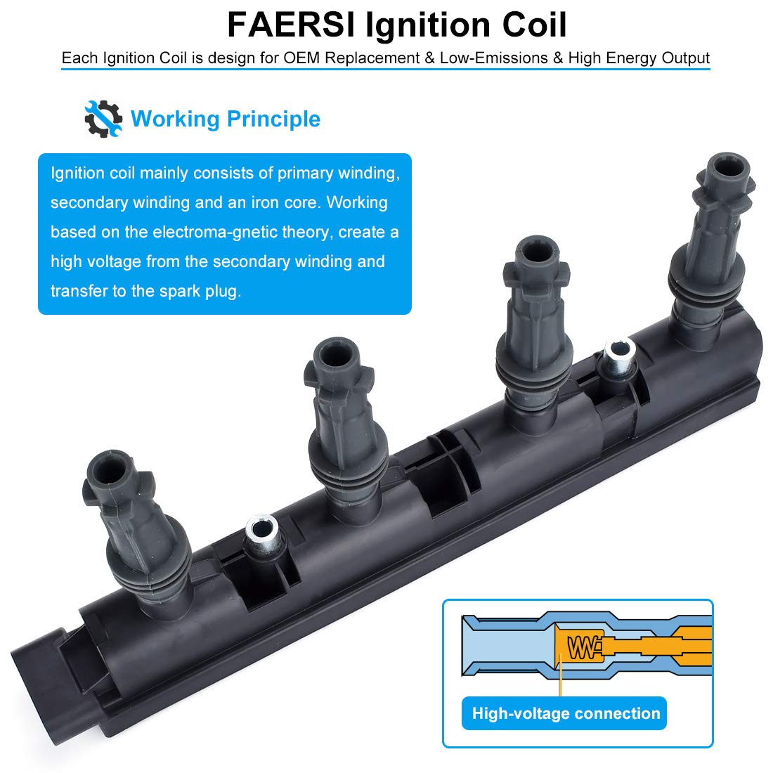 Ignition Coil Pack Compatiable With 1.4L Turbo 2011-2015 Chevy Cruze& 2014-2016 Cadillac Elr& 2012-2018 Chevy Sonic& 2015-2018 C