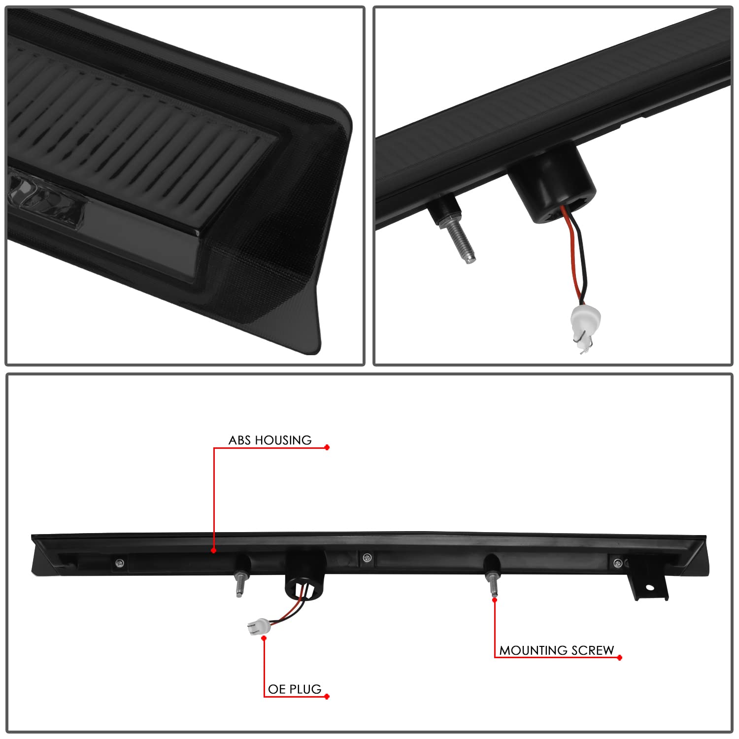 Dna Motoring 3Bl-Fm99-Led-Sm Smoked Lens Led High Mount 3Rd Third Brake Light [Compatible With 99-04 Ford Mustang]