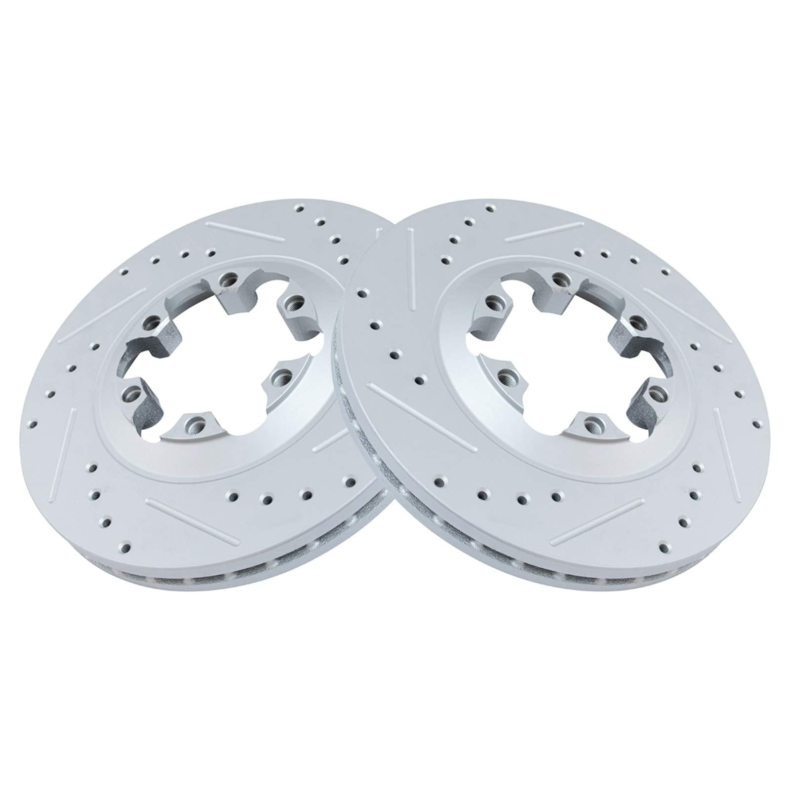 Trq Front Performance Brake Rotors Set Premium G-Coated Cross Drilled & Slotted Compatible With 2004-2008 Chevrolet Colorado Gmc